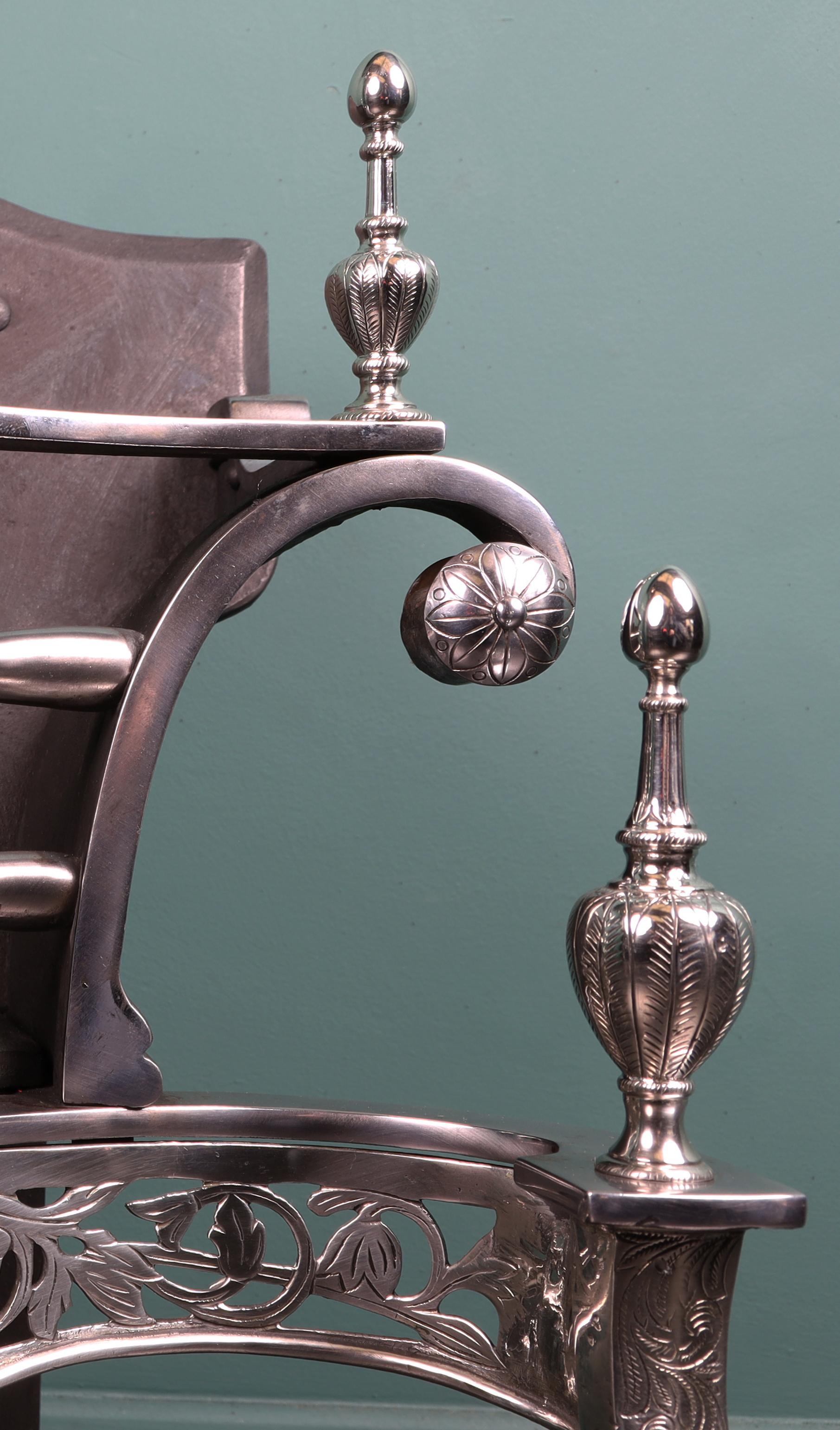 Style Adam Grille de foyer anglaise en nickel et acier avec Phoenix