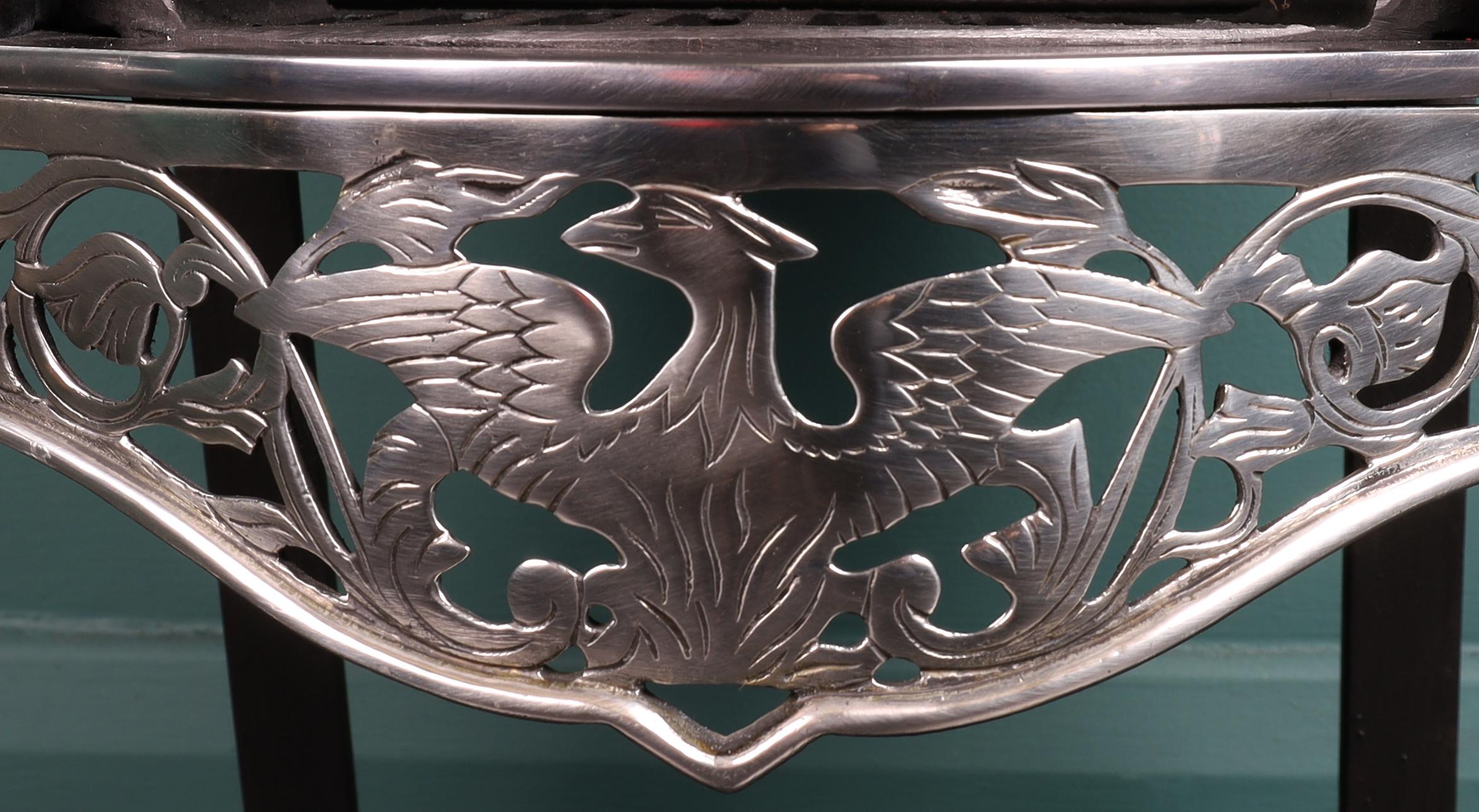 Poli Grille de foyer anglaise en nickel et acier avec Phoenix