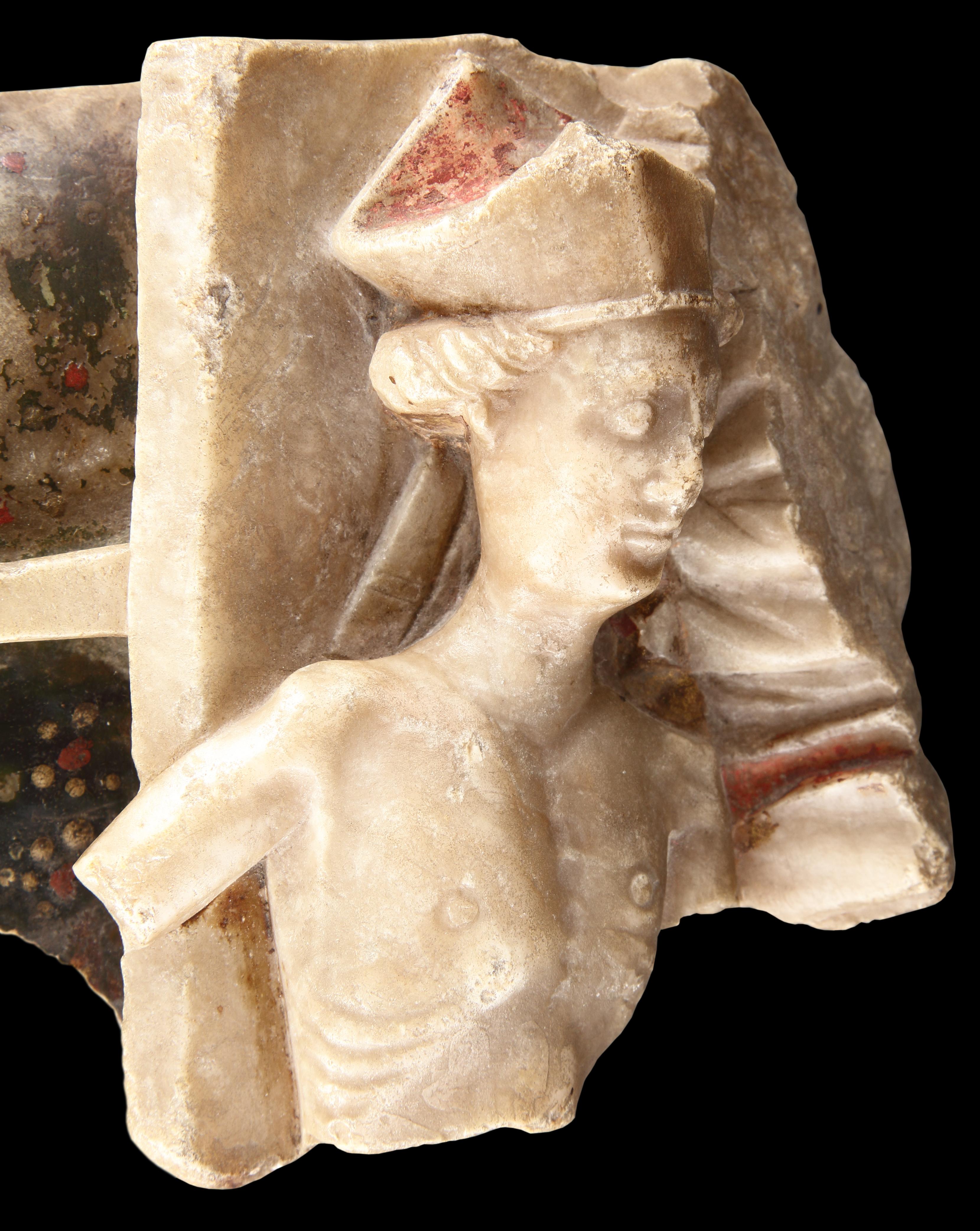18th Century and Earlier An English Nottingham Alabaster of St Erasmus For Sale