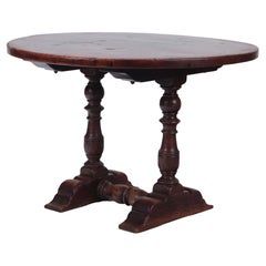 Antique English Oak Round Continental Pub Table, C 1840