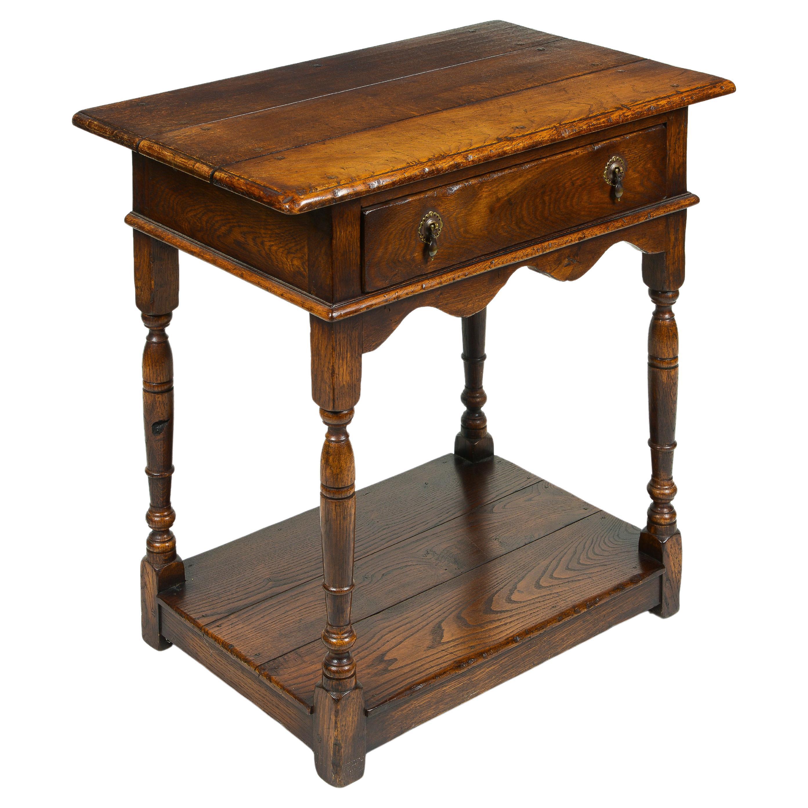 An English Oak Side Table For Sale