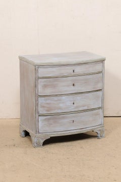 English Painted Wood, Bow-Front Chest W/Four Graduated Drawers, Early 20th C
