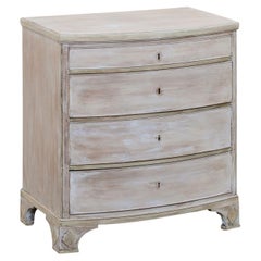 English Painted Wood, Bow-Front Chest W/Four Graduated Drawers, Early 20th C