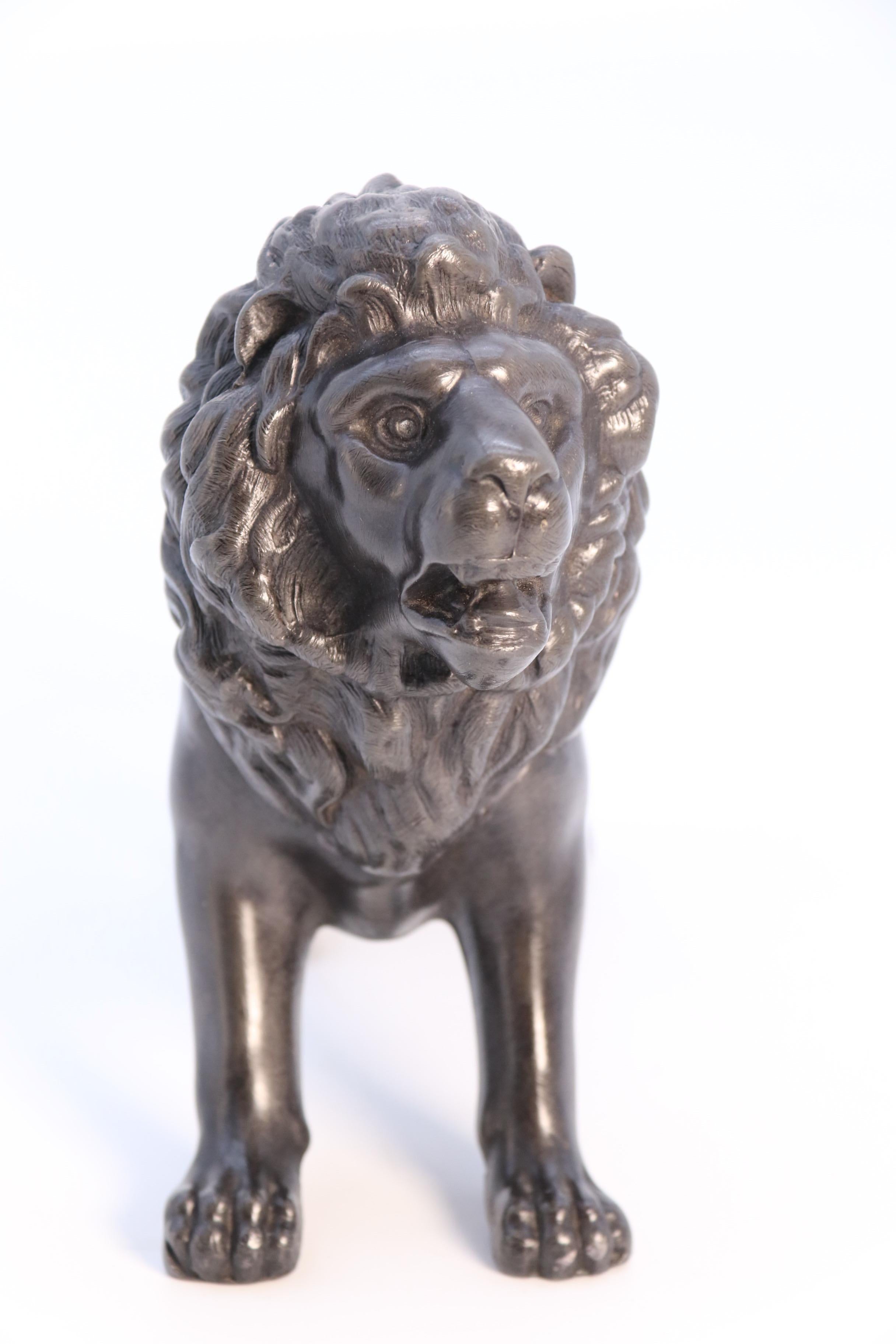 Victorian An English pewter study of a classical lion, circa 1840 For Sale