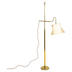 English Polished Brass Library Floor Lamp