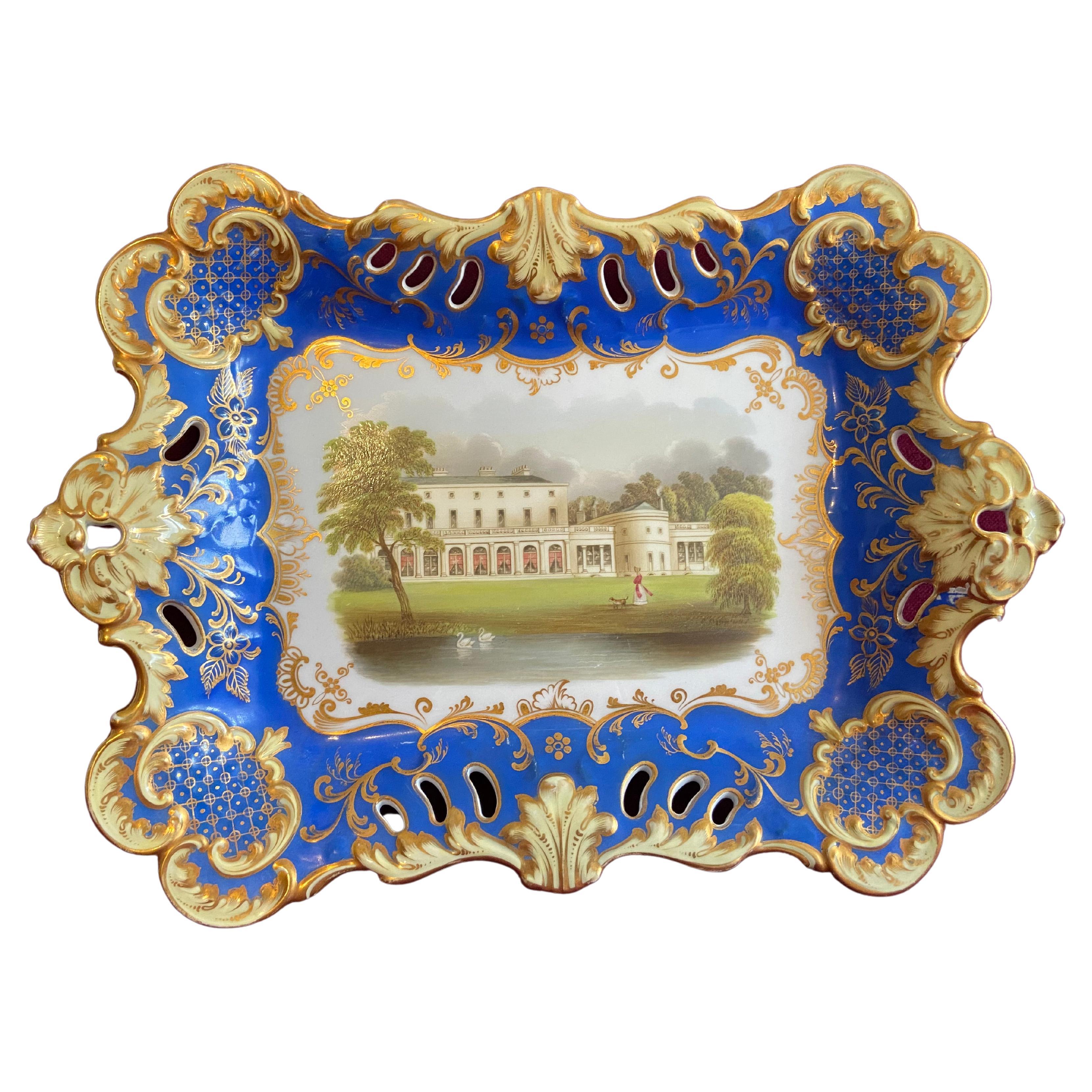 An English Porcelain Tray c.1830 with a view of Frogmore House For Sale