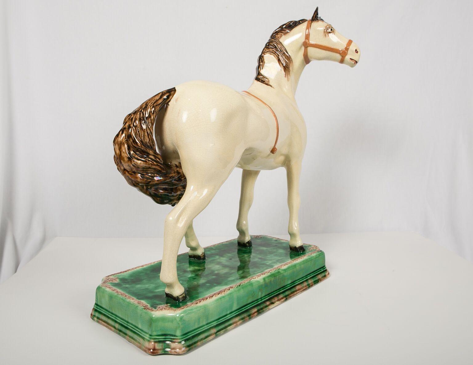 Large Creamware Racing Horse Leeds Pottery Made England Circa 1840 2