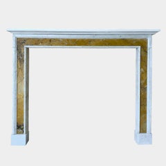 An English Queen Anne Style White And Siena marble Fireplace Mantel