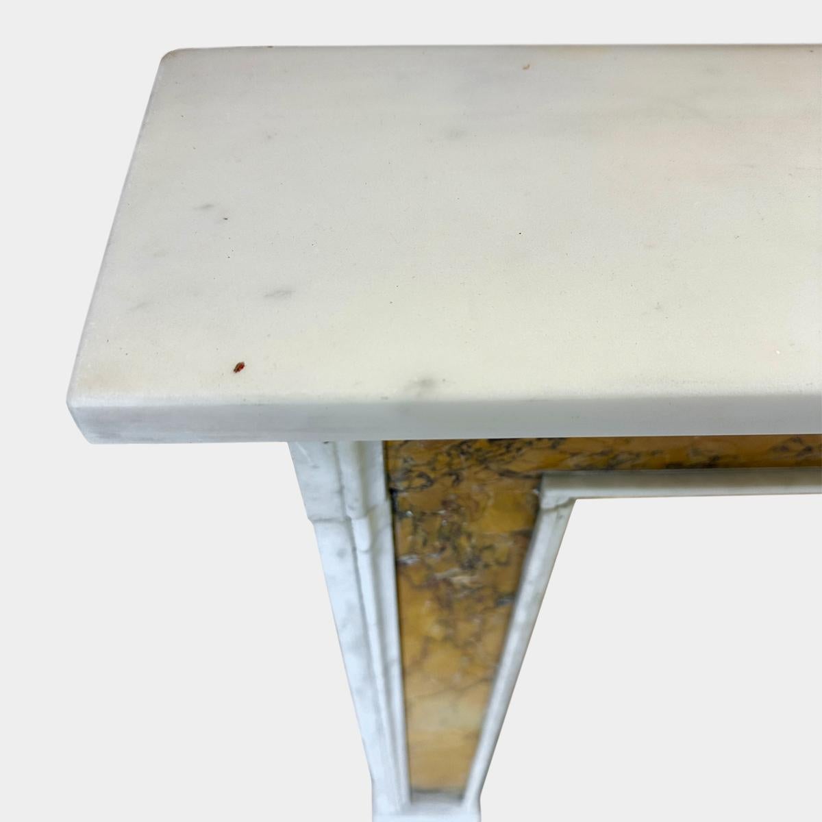 An English Queen Anne Style White And Siena marble Fireplace Mantel For Sale 2