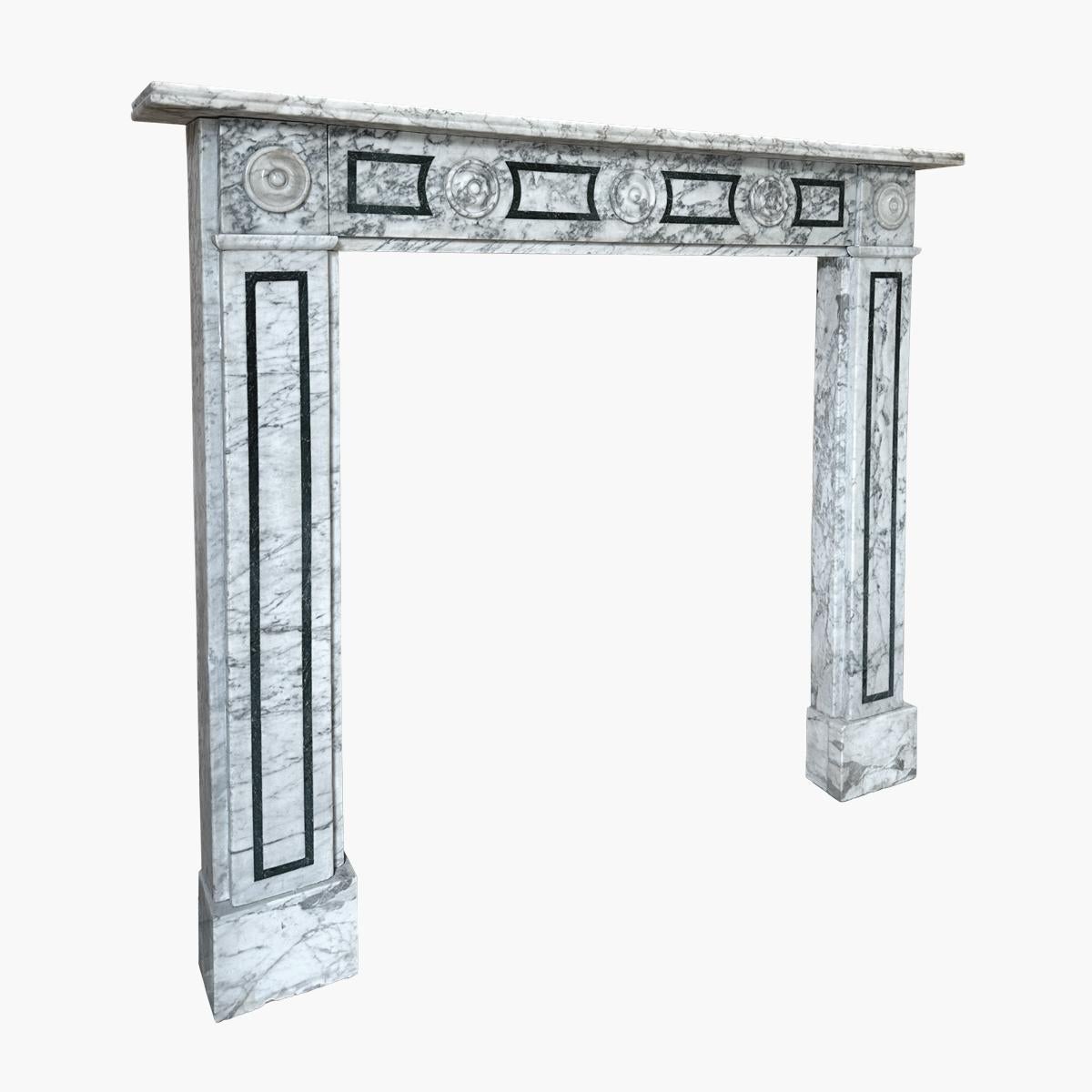 Hand-Carved An English Regency Calacatta Marble Fireplace Mantel For Sale