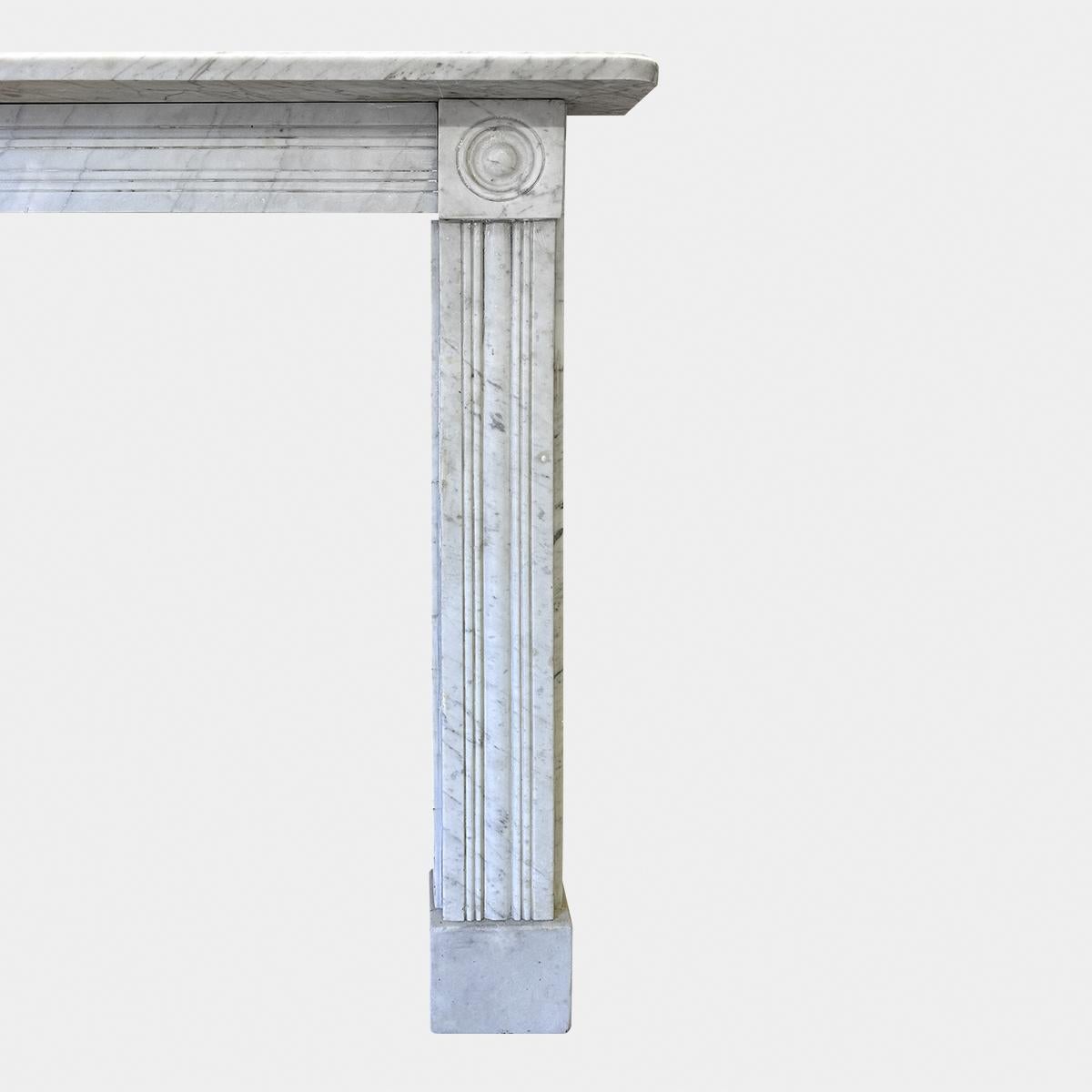 Early 19th Century An English Regency Carrara Marble Antique Fireplace Mantel  For Sale