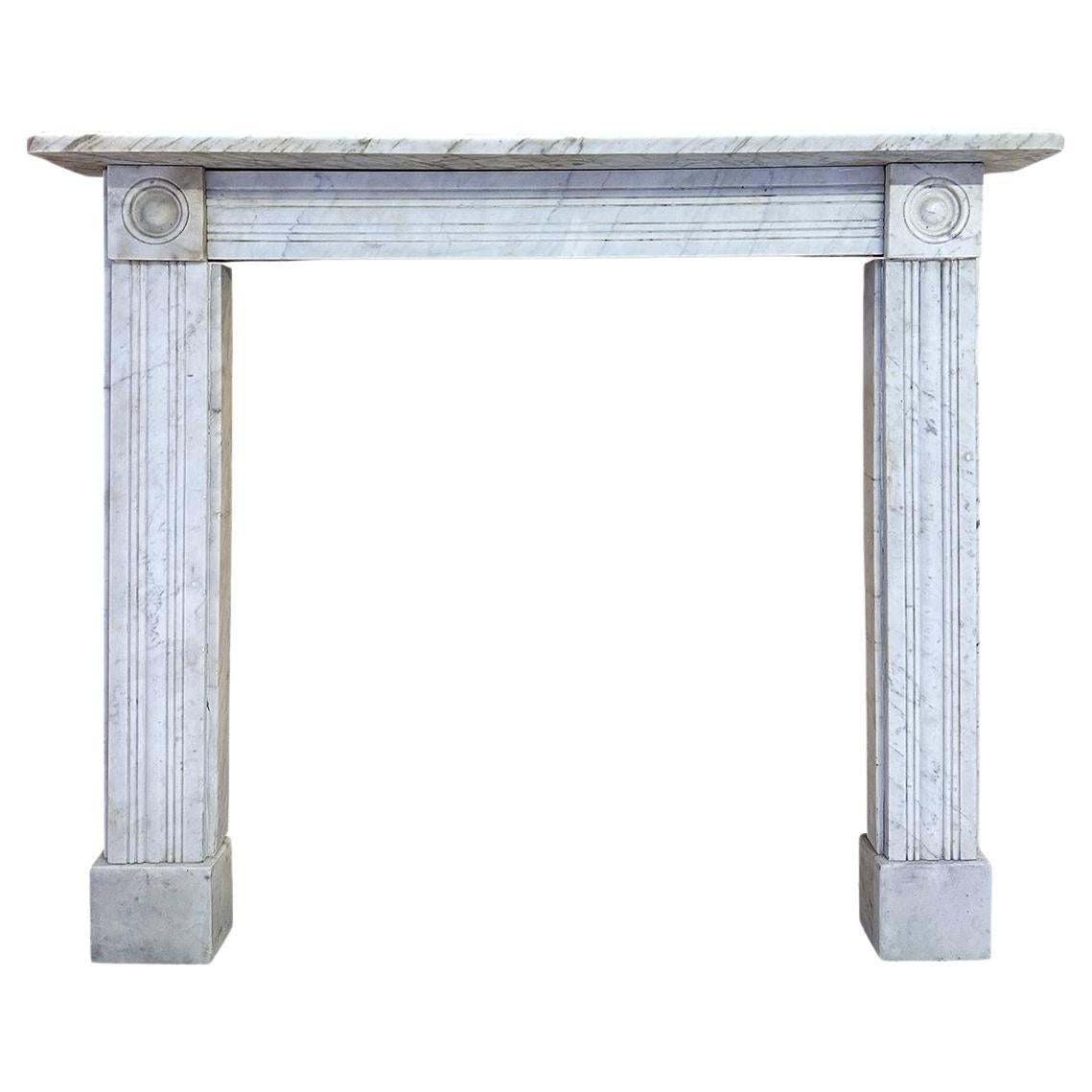 An English Regency Carrara Marble Antique Fireplace Mantel  For Sale