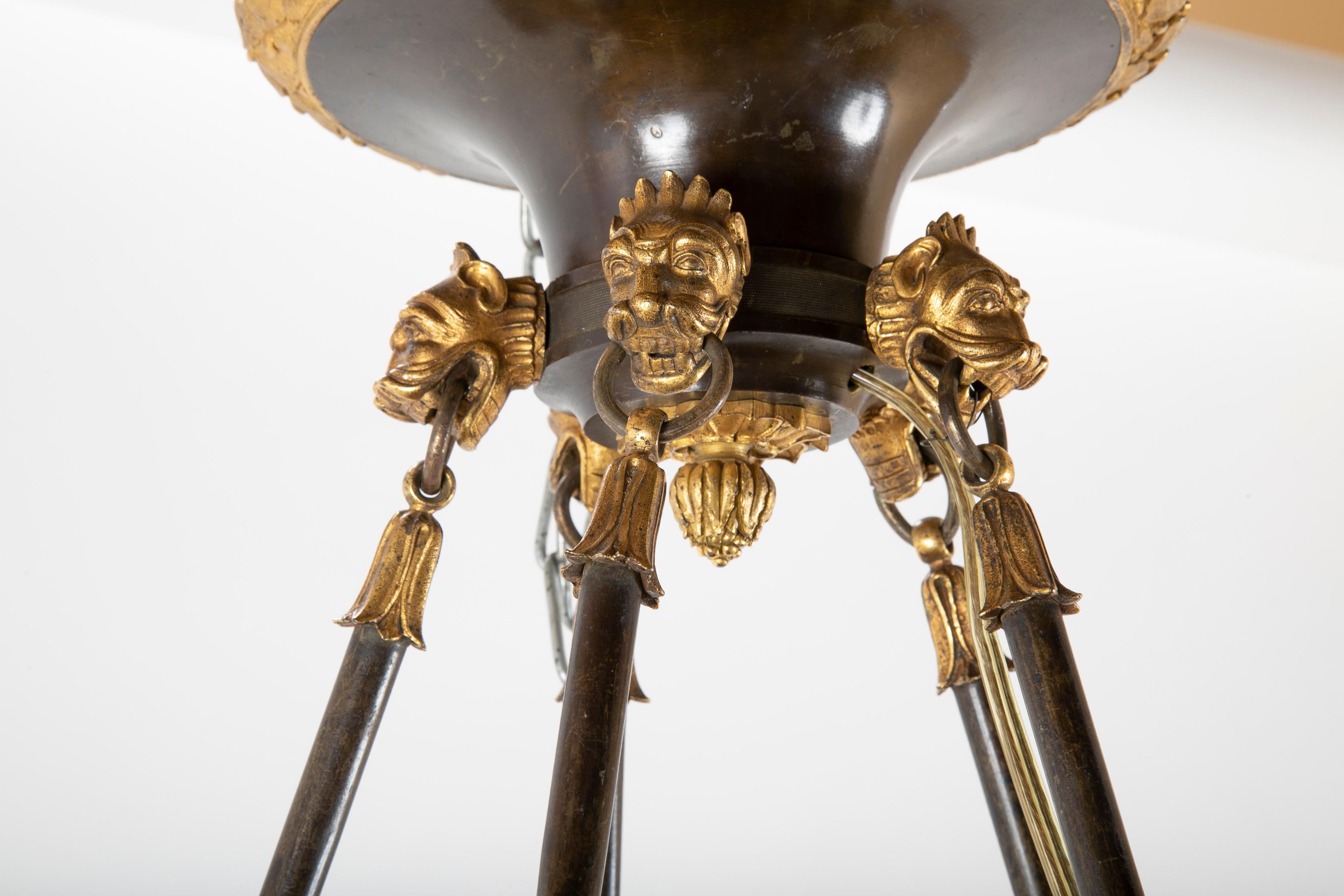 English Regency Patinated and Gilt Bronze 15-Light Chandelier 7