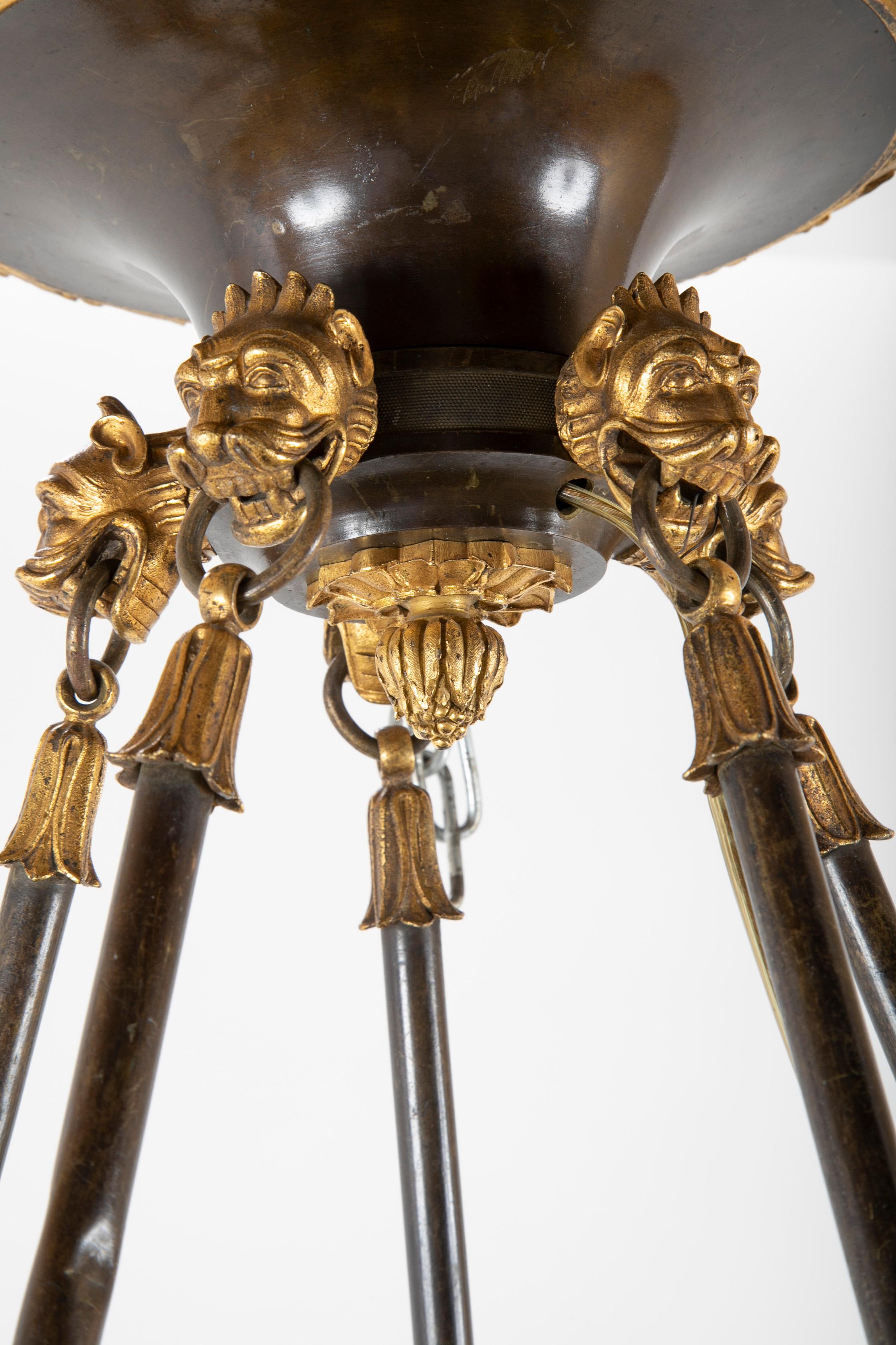 English Regency Patinated and Gilt Bronze 15-Light Chandelier 8