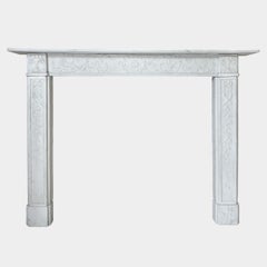 An English Regency Period Carved Statuary White Marble Fireplace Mantel