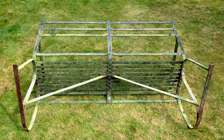 English Regency Period Green Painted Iron Garden Bench For Sale At
