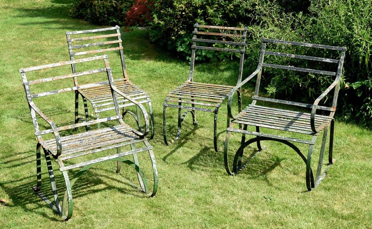 English Regency Period Green Painted Iron Garden Bench For Sale At