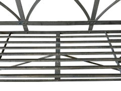 English Regency Reeded Hand Forged Wrought Iron Garden Games Bench