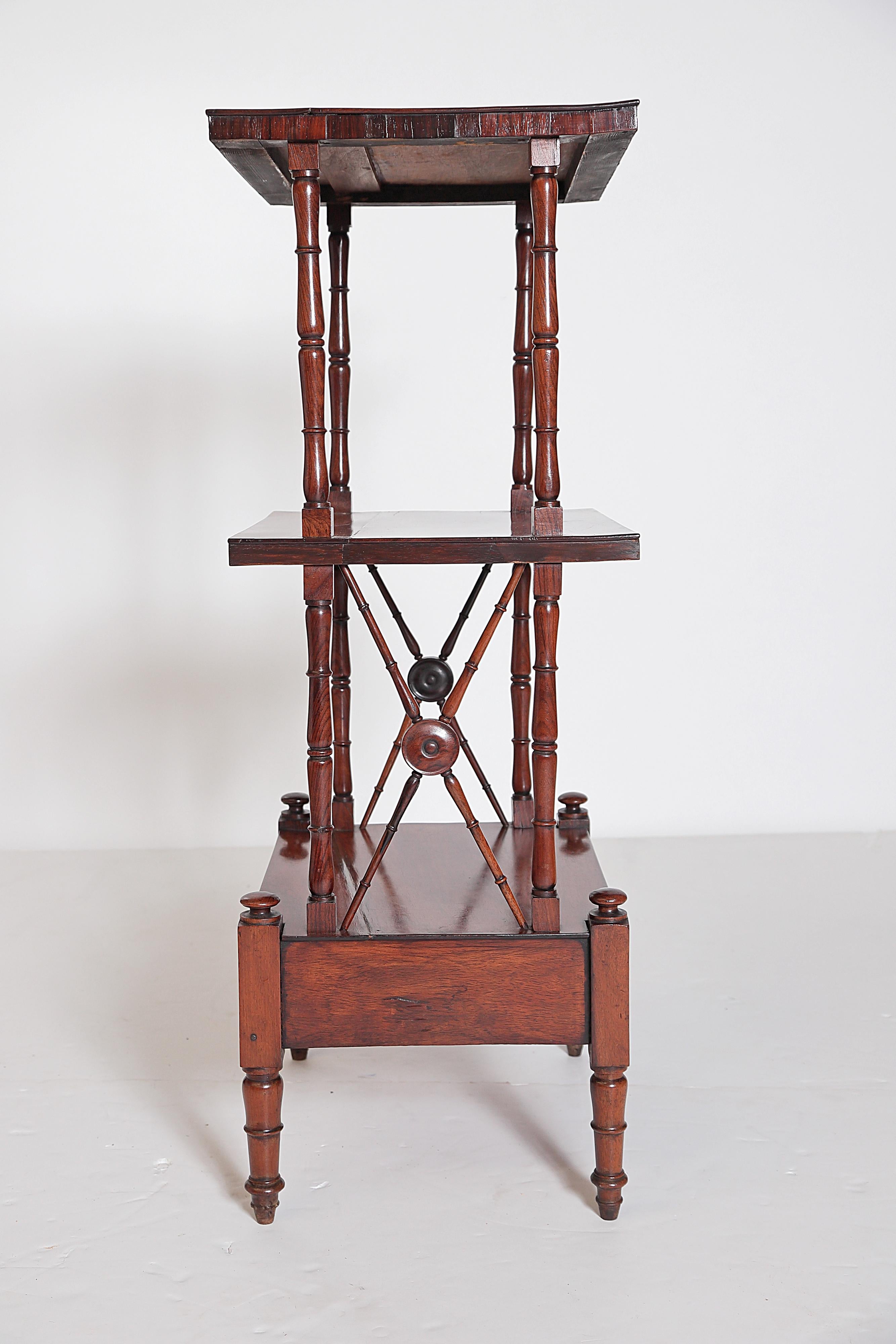 An English Regency Rosewood 3-Tiered Whatnot 5