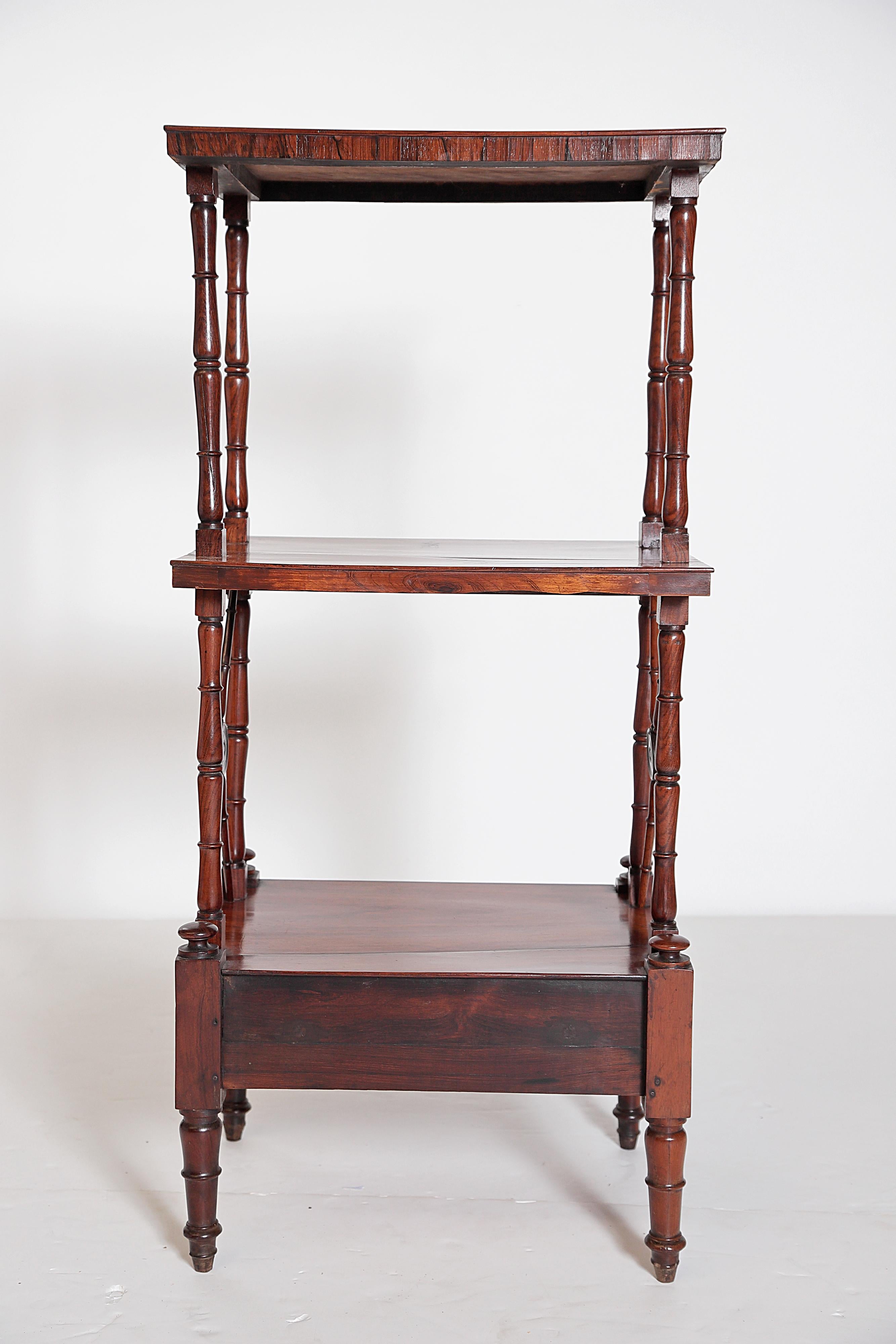 An English Regency Rosewood 3-Tiered Whatnot 6