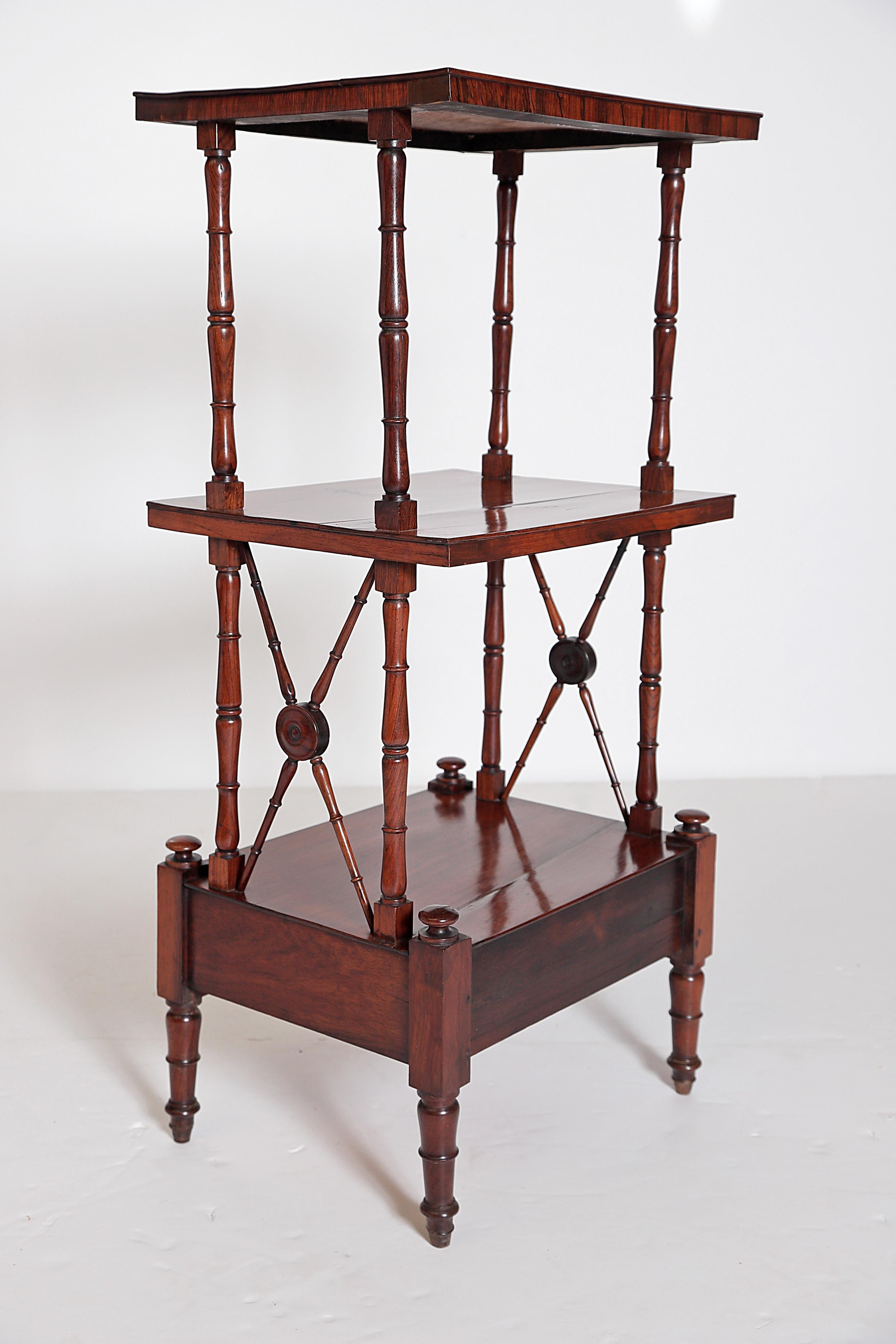 An English Regency Rosewood 3-Tiered Whatnot 7