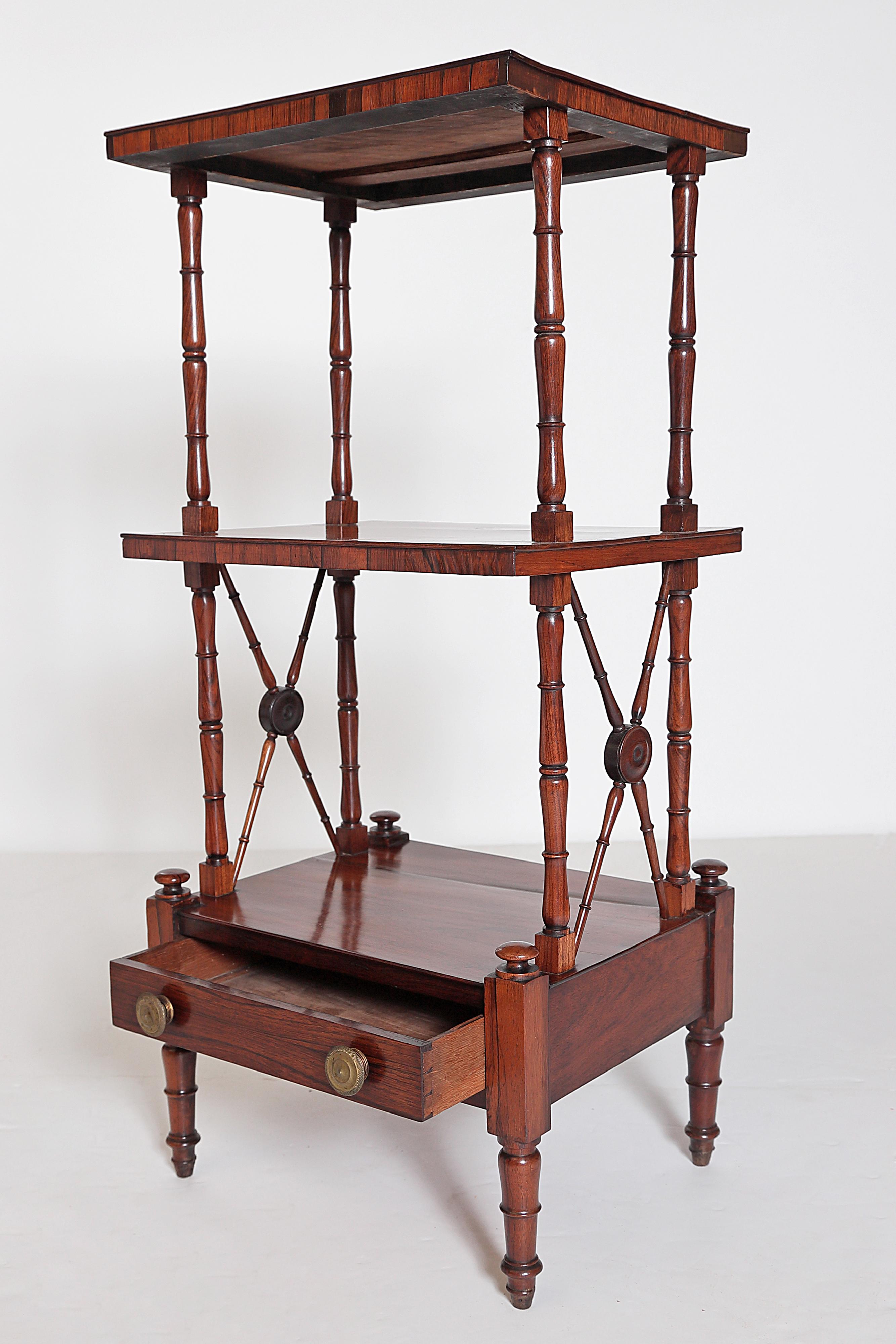 An English Regency Rosewood 3-Tiered Whatnot 11