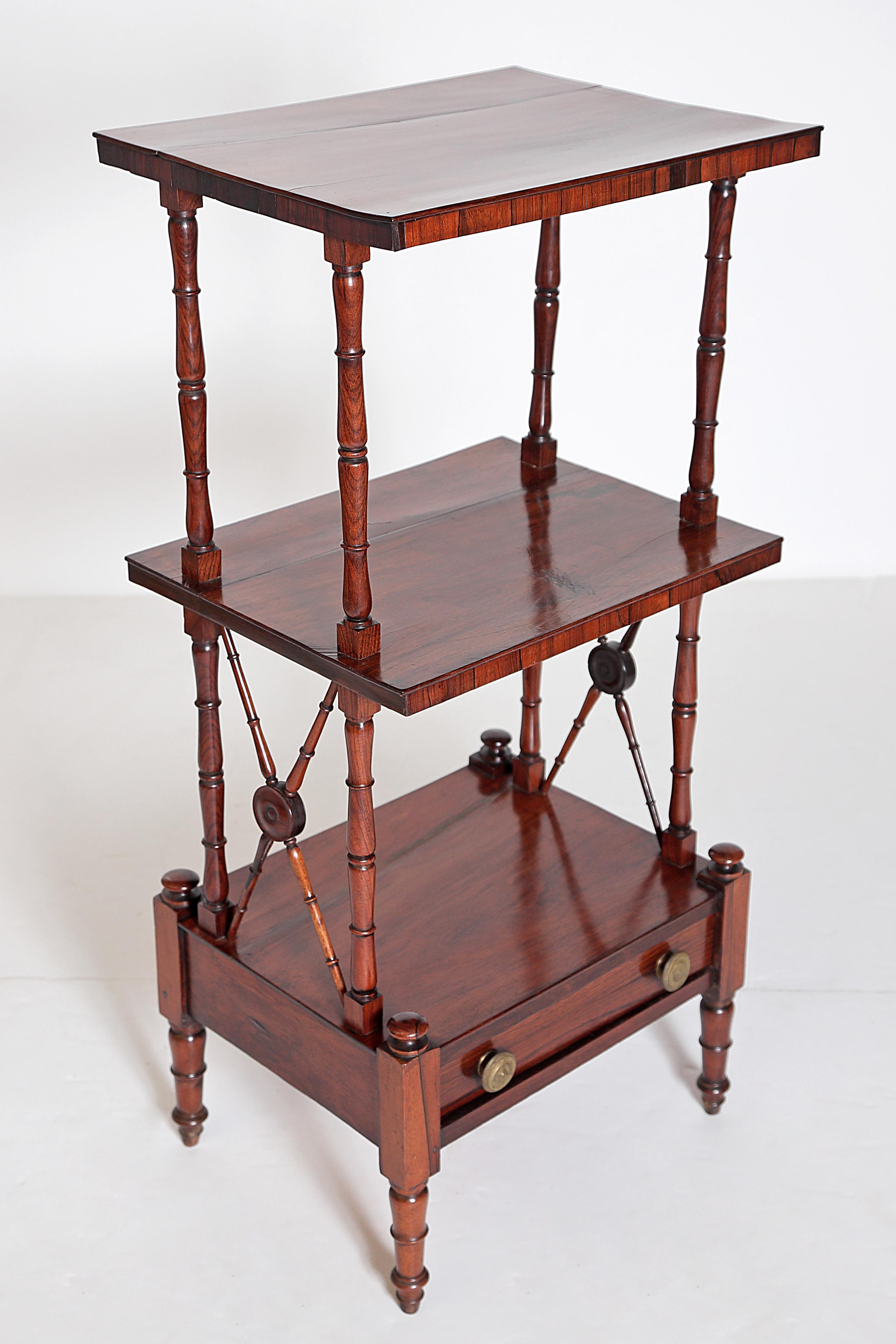 19th Century An English Regency Rosewood 3-Tiered Whatnot