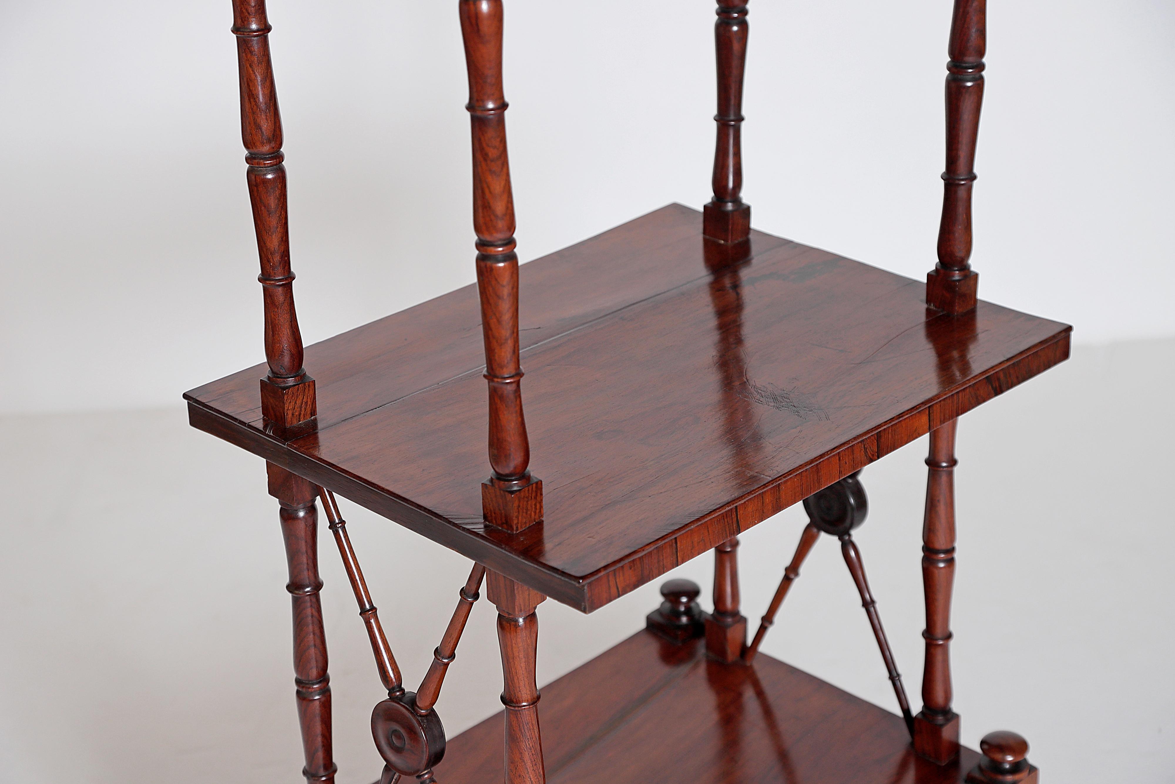 An English Regency Rosewood 3-Tiered Whatnot 1