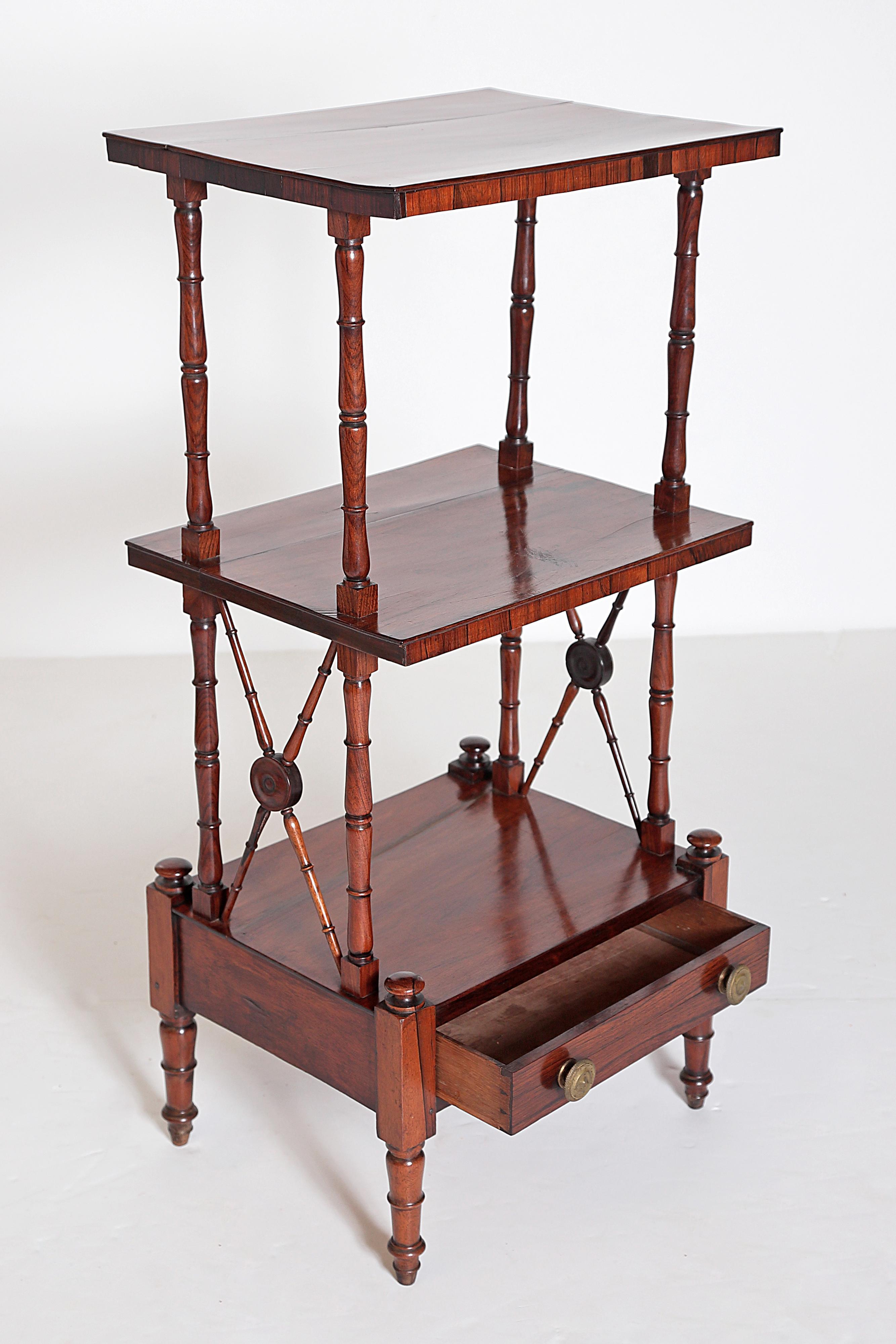 An English Regency Rosewood 3-Tiered Whatnot 3