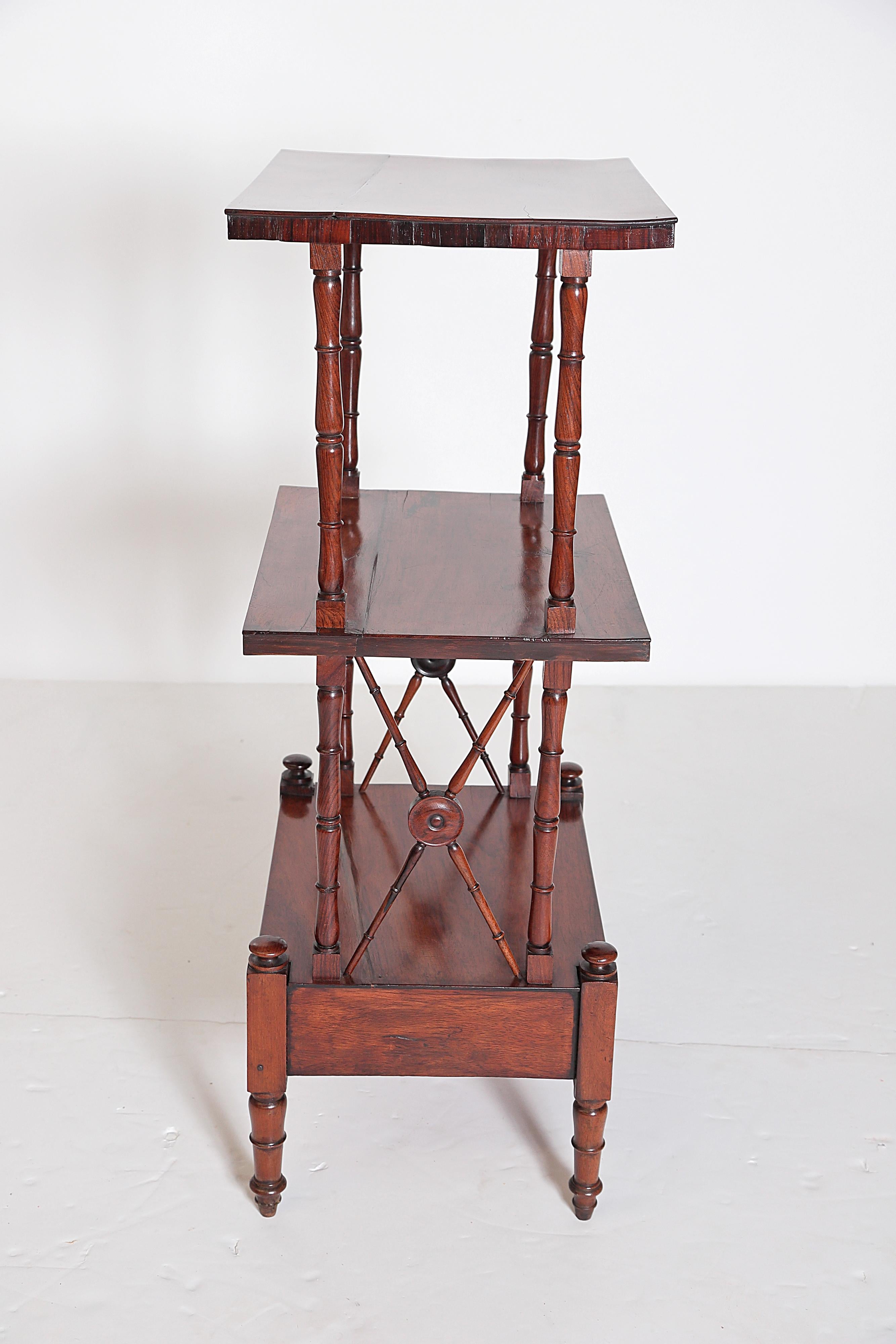 An English Regency Rosewood 3-Tiered Whatnot 4