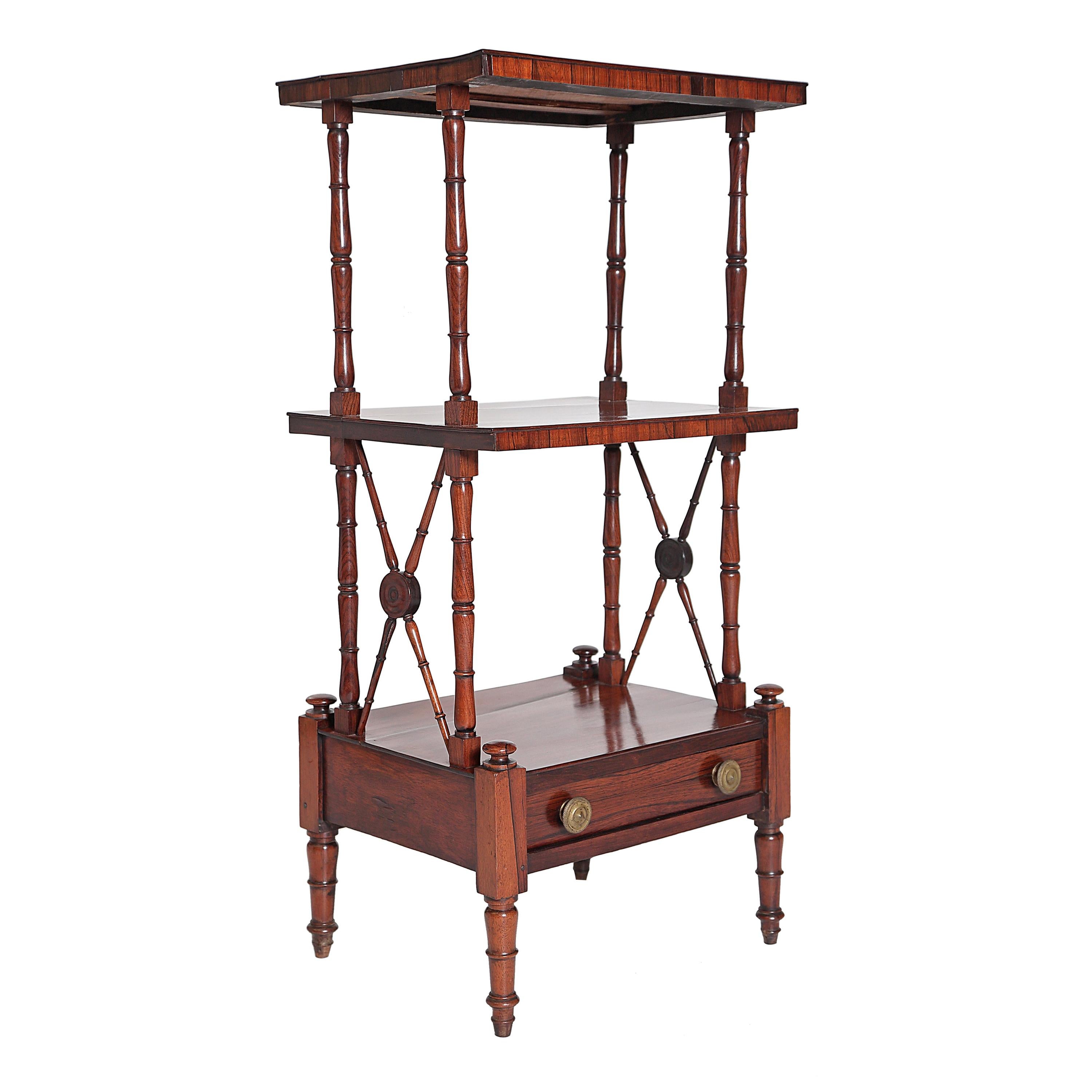 An English Regency Rosewood 3-Tiered Whatnot