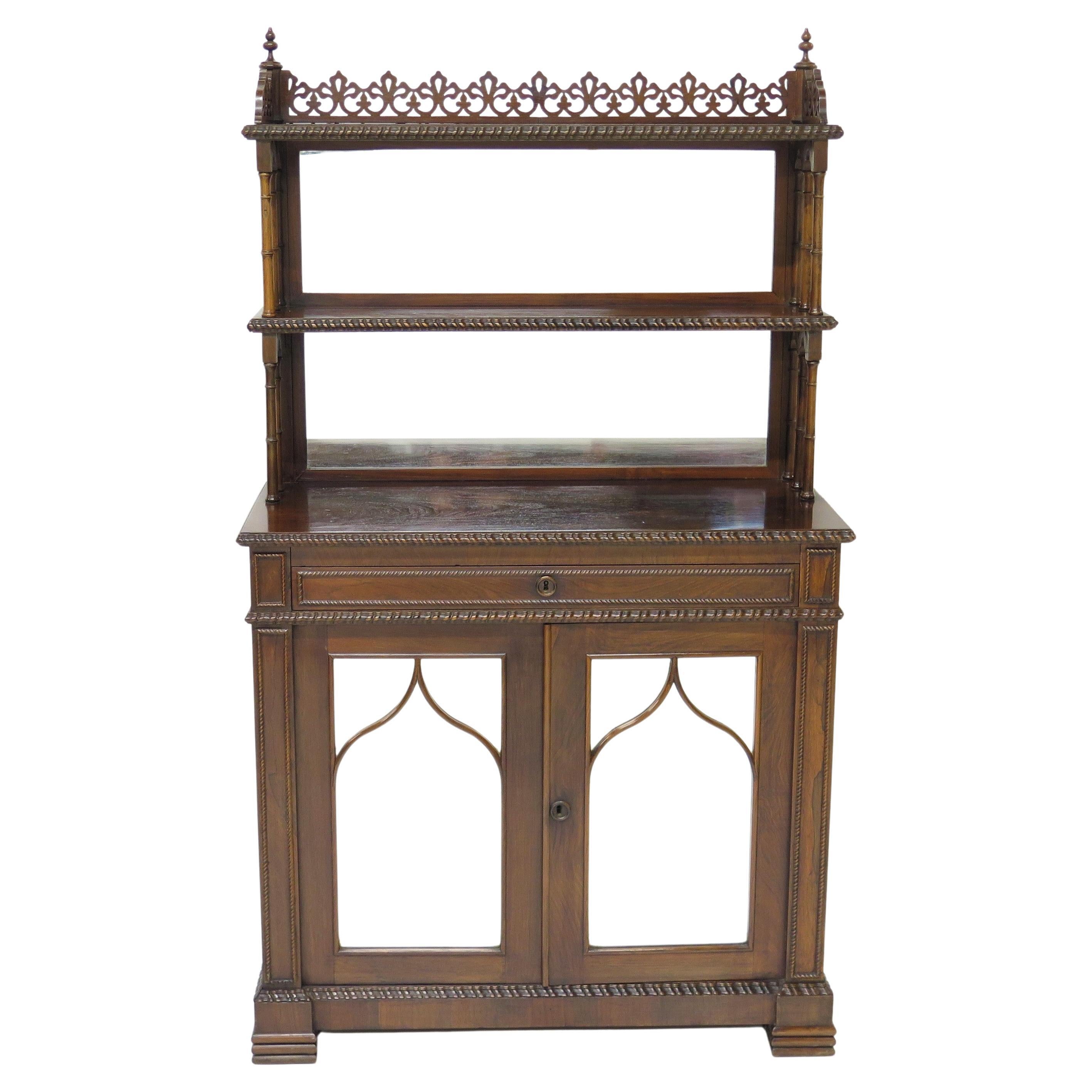 An English Regency Rosewood Chiffonier Bookcase  For Sale