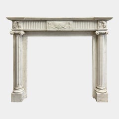 An English Regency Statuary White Marble Columned Fireplace mantel