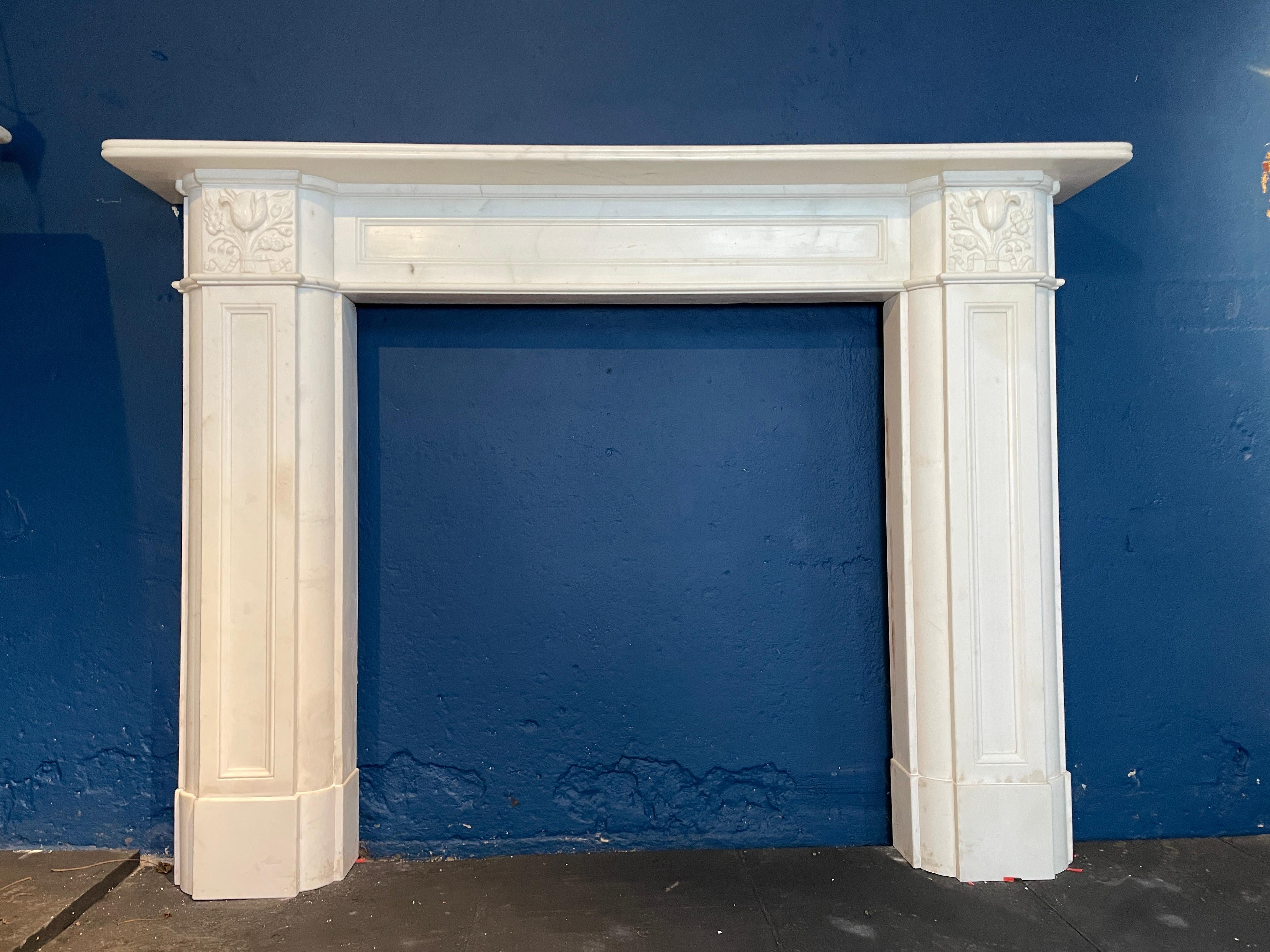 Statuary Marble English Regency Statuary White Marble Fireplace Mantel For Sale