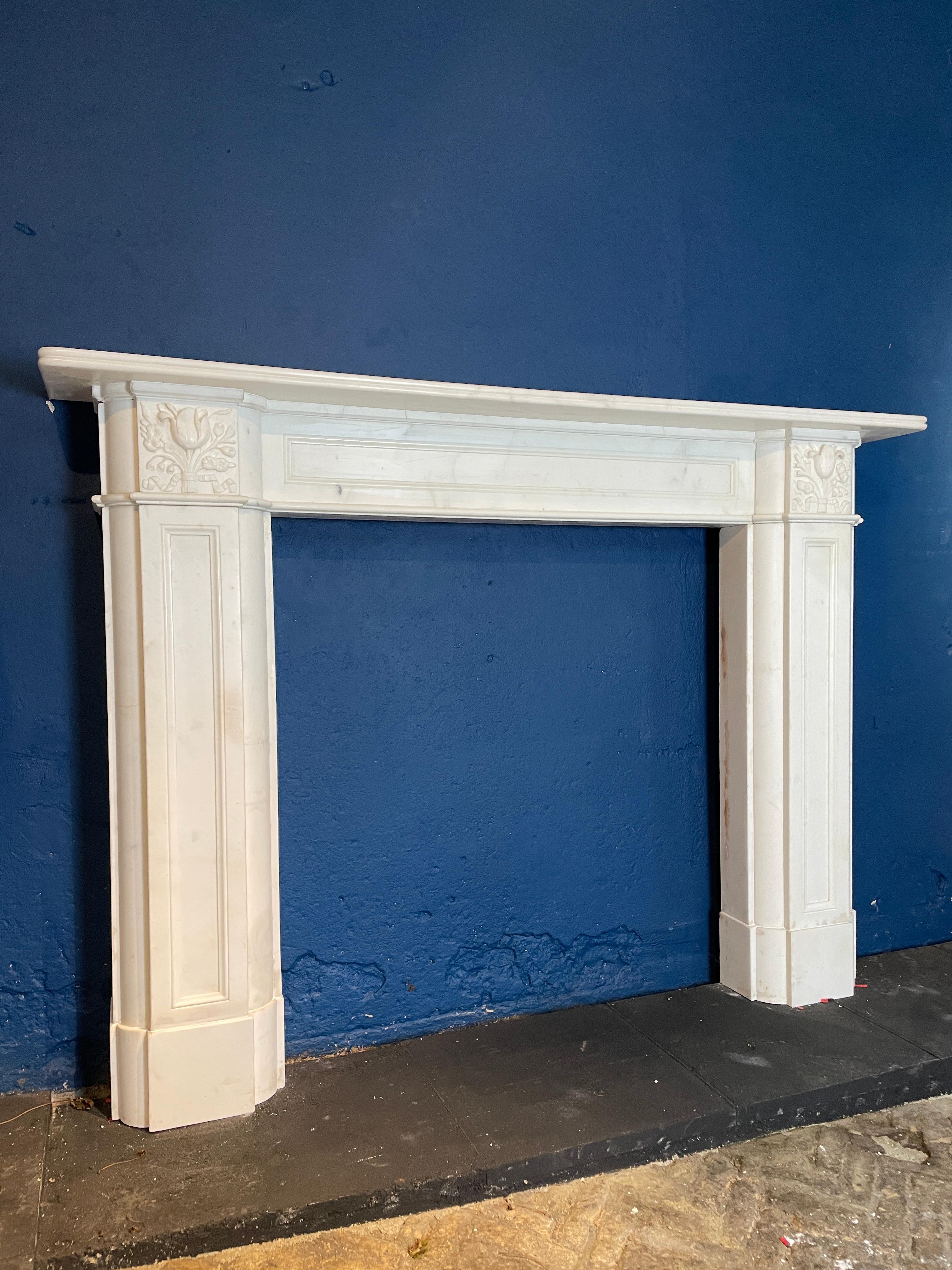 English Regency Statuary White Marble Fireplace Mantel For Sale 2