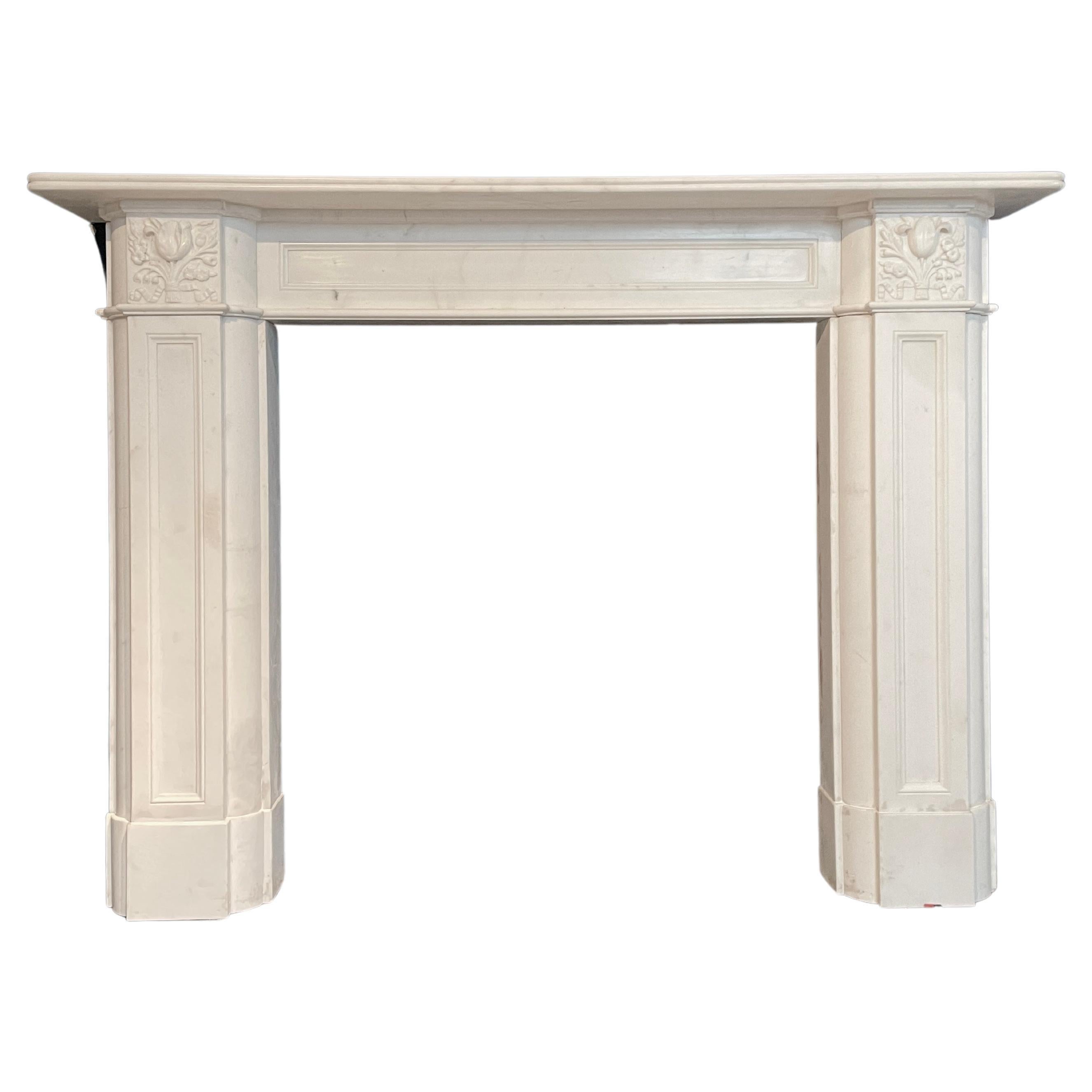 English Regency Statuary White Marble Fireplace Mantel For Sale