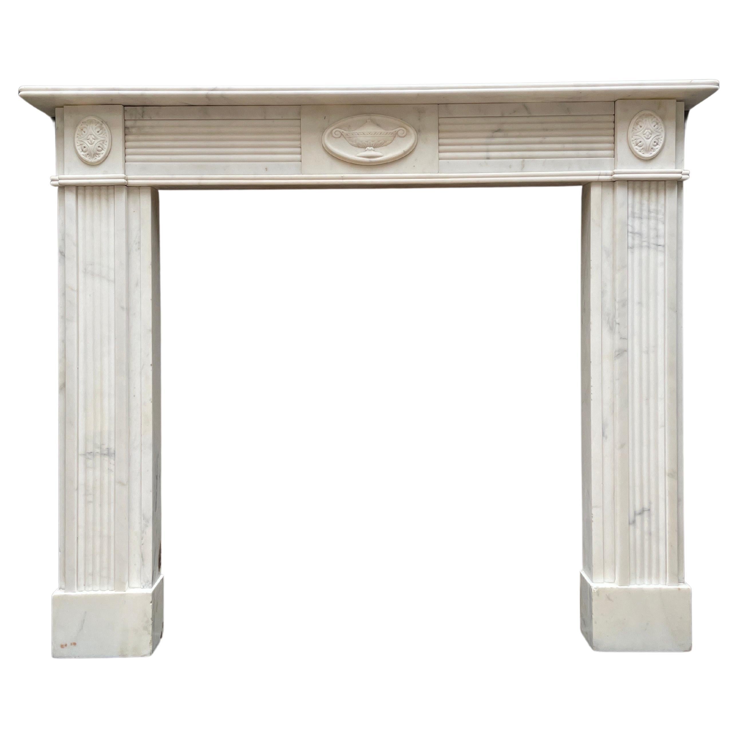 English Regency Style Antique Statuary White Marble Fireplace Mantel