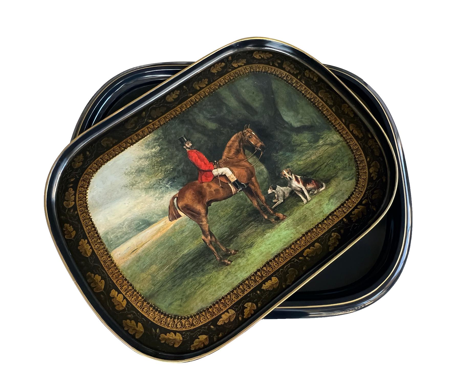 An English Regency Style Hand-Painted Wooden Hunting Tray on Stand For Sale 3