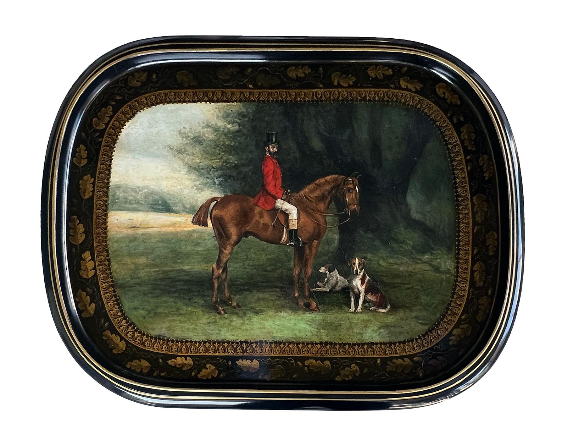 An English Regency Style Hand-Painted Wooden Hunting Tray on Stand For Sale 4