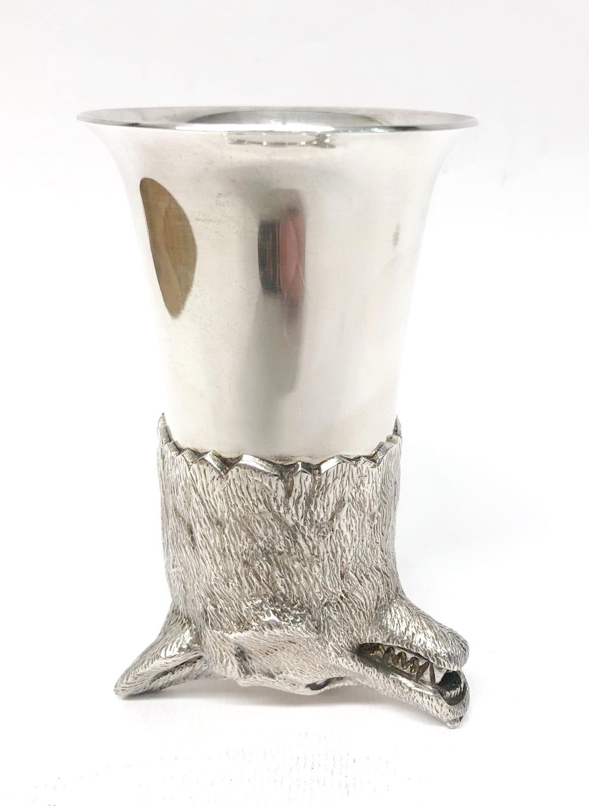 English Silver Fox Head Stirrup Cup by the Royal Irish Silver Company In Excellent Condition In Hilversum, NL