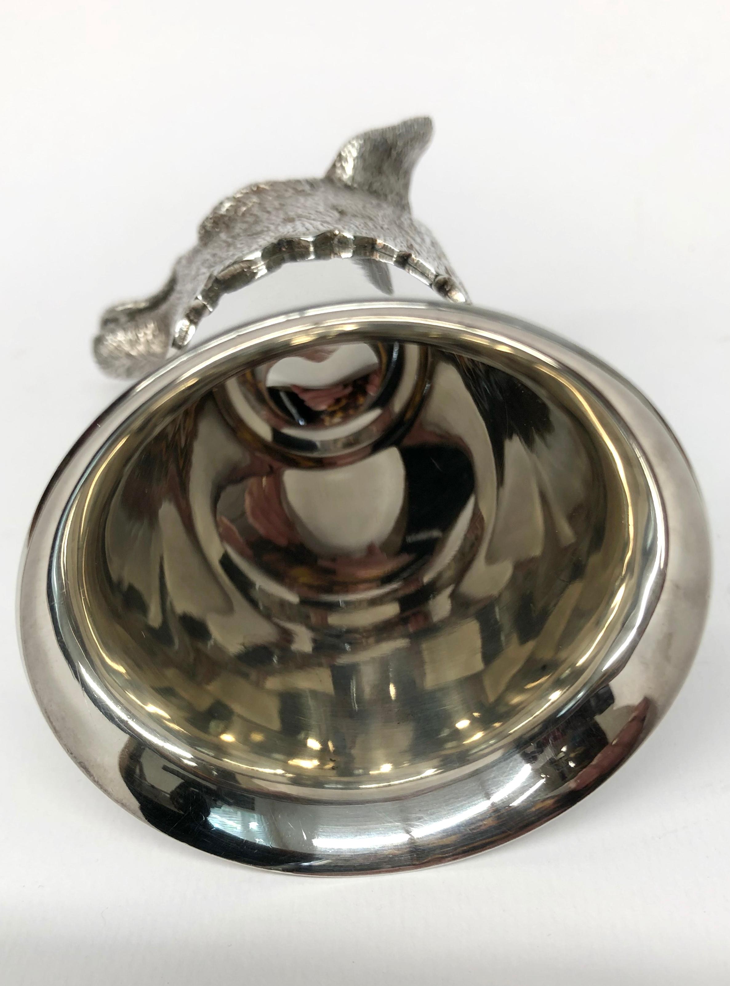 Late 20th Century English Silver Fox Head Stirrup Cup by the Royal Irish Silver Company