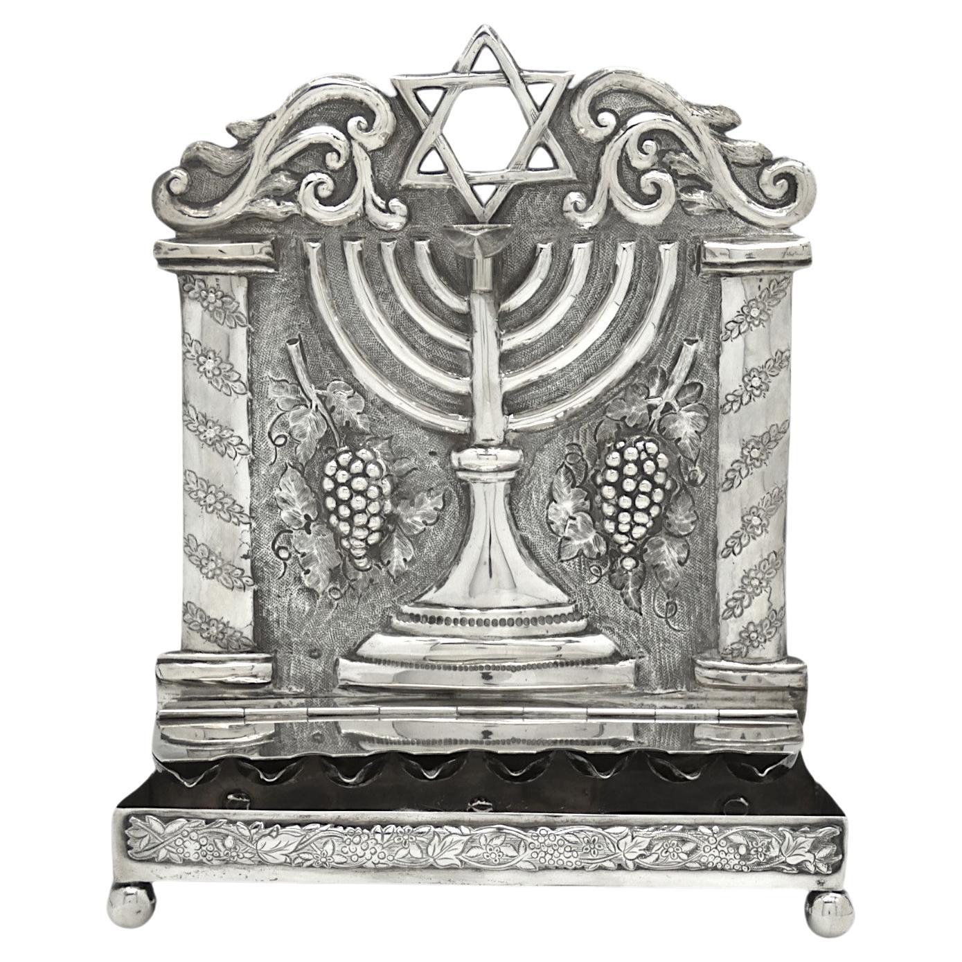 Niederländische Hanukkah-Lampe aus Silber, 1886 im Angebot