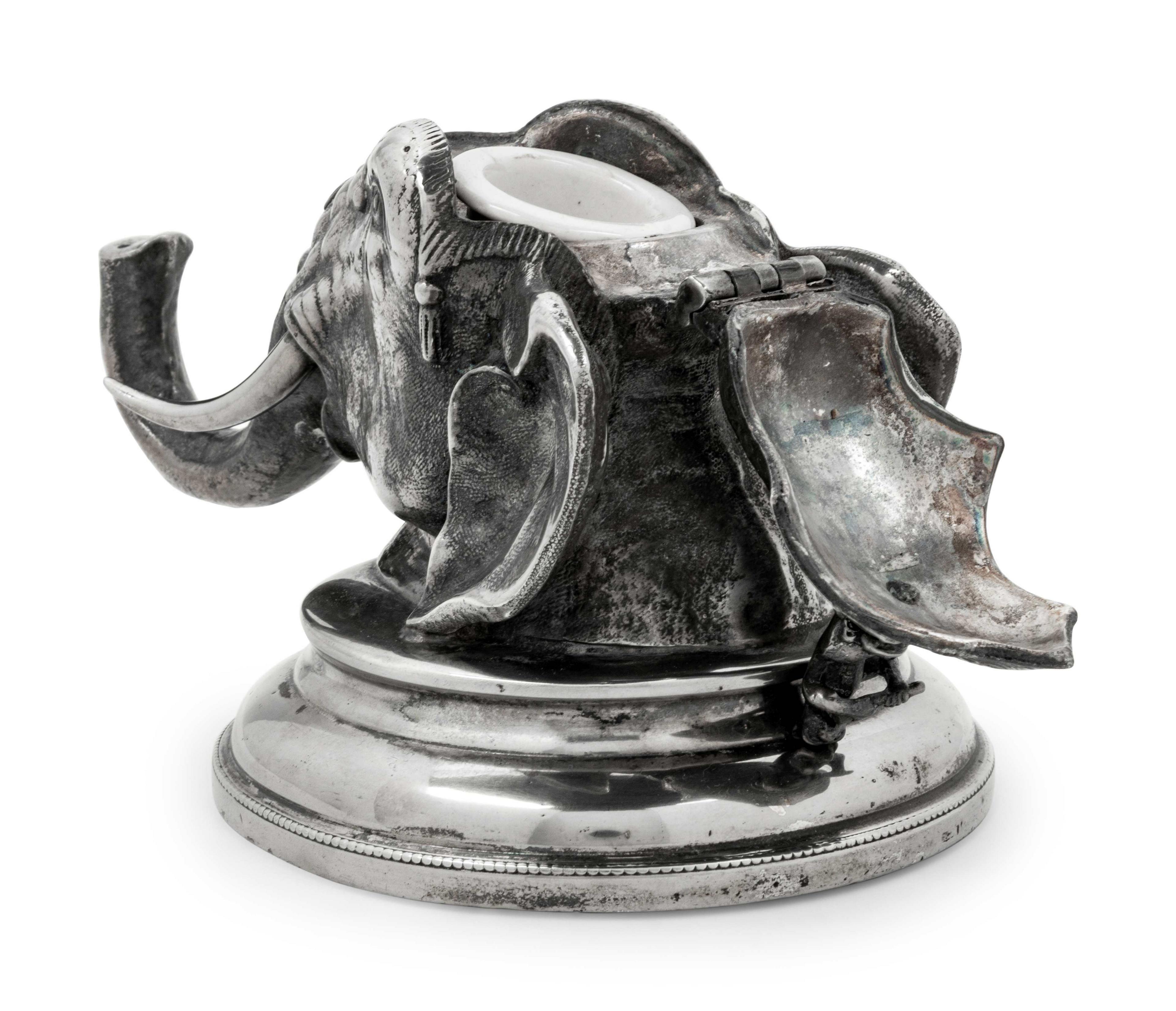 Edwardian English Silver-Plate Zoomorphic Ink Well