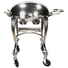 Retro English Silver Plated Art Nouveau Meat Carving Trolley Cart by Elkington