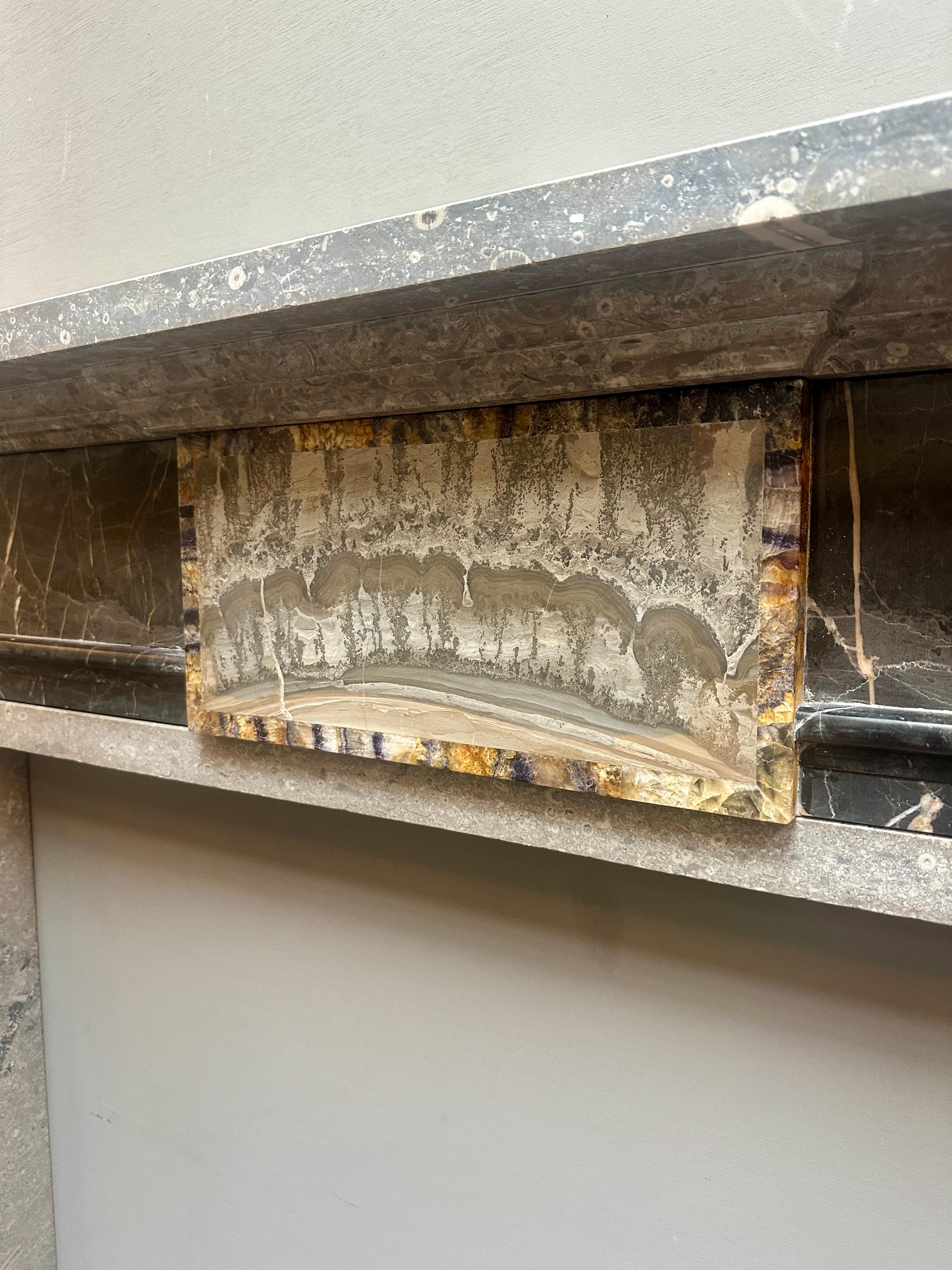 Hand-Carved An English Specimen Marble George III Style Fireplace Mantel For Sale
