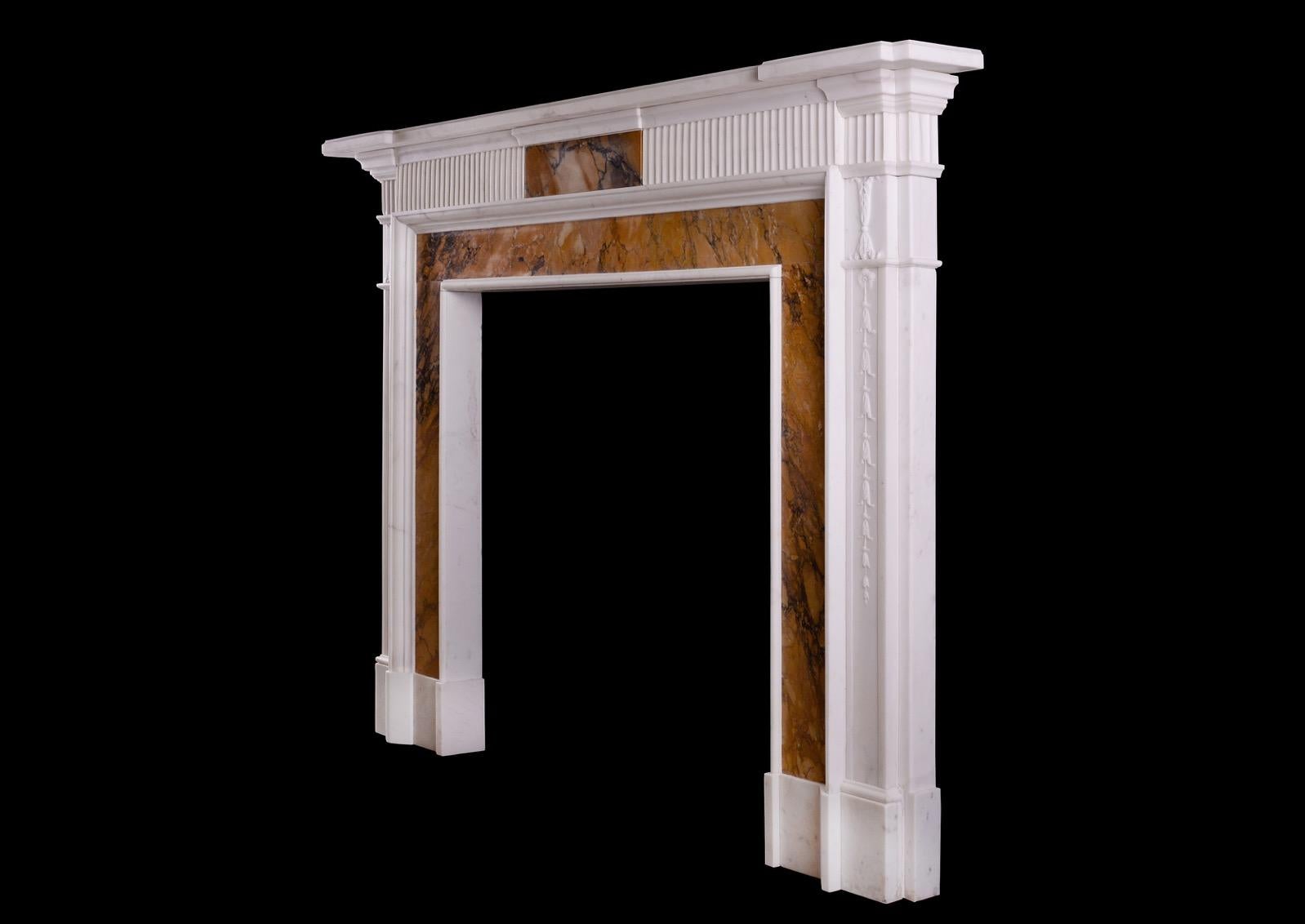 18th Century English Statuary & Siena Marble Fireplace For Sale