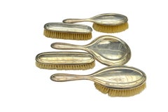 English Sterling Silver Hallmarked Vanity Dresser Set by David & Moss Co.