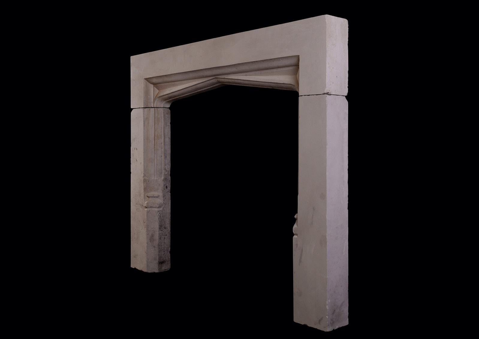 An English Stone Firepace in the Gothic Style For Sale 1