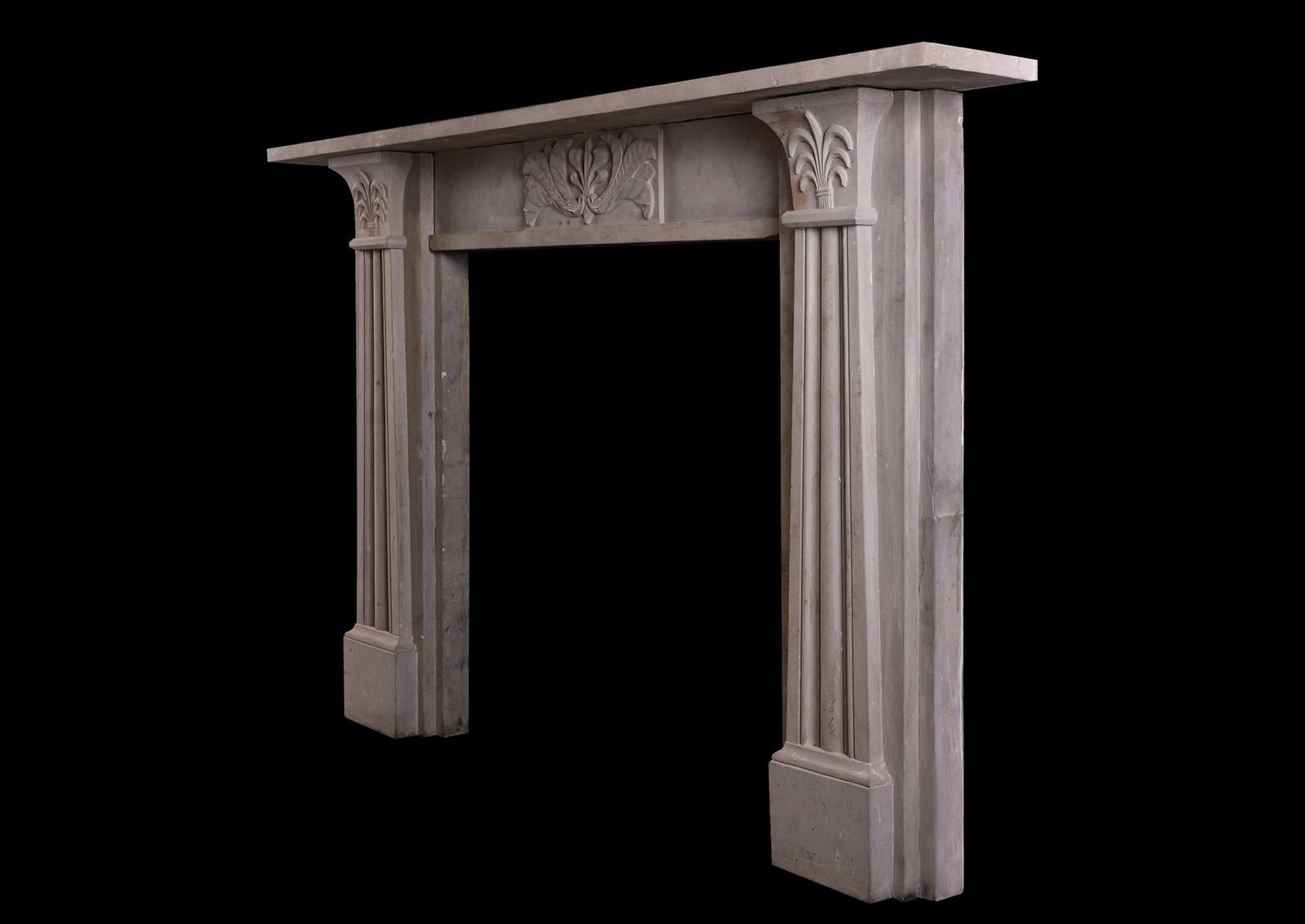 19th Century English Stone Fireplace in the Regency Style For Sale