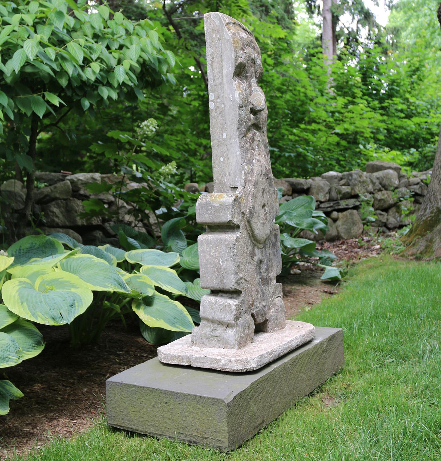 English Stone TOTEM Figure Made by Gerald Moore In Good Condition In Katonah, NY